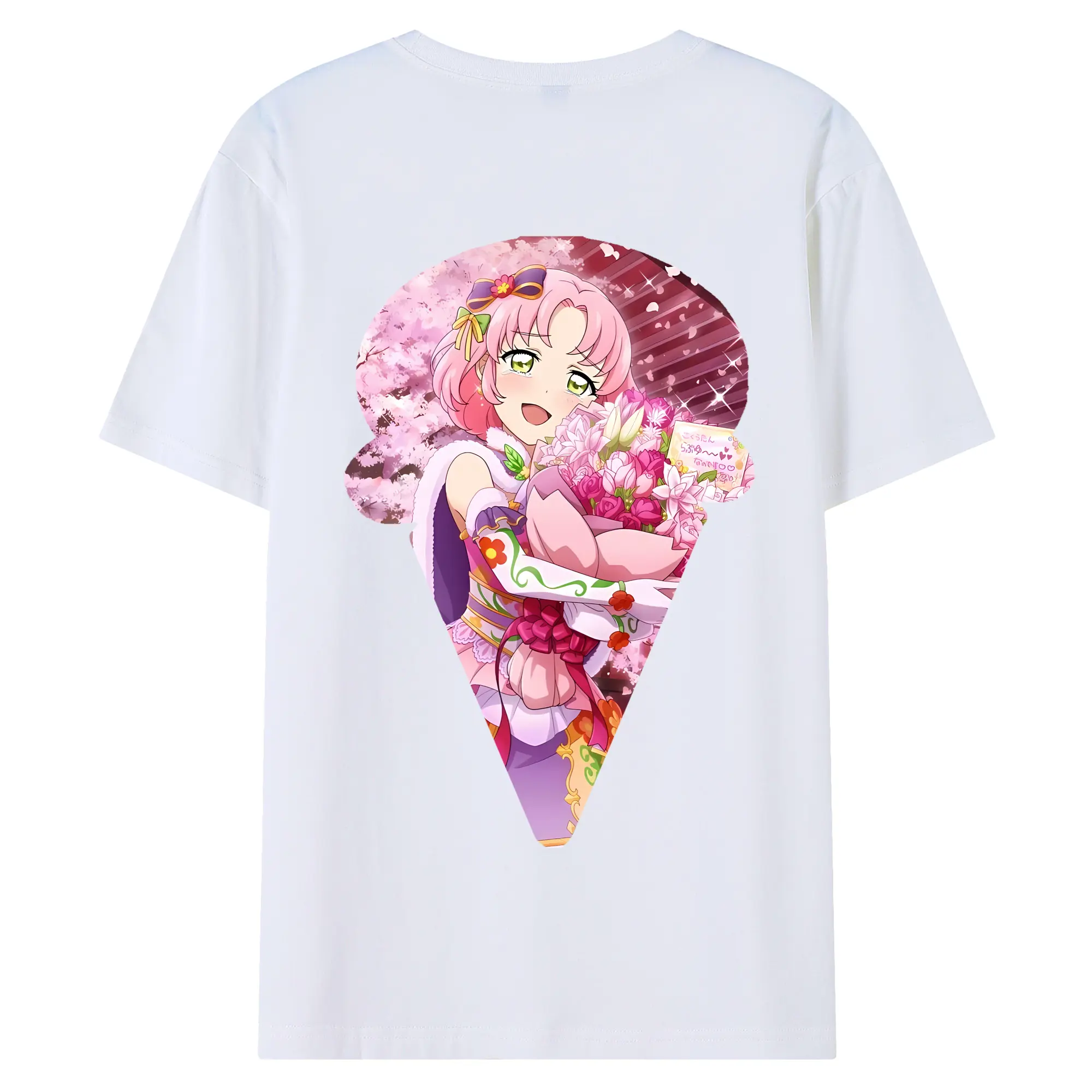アイカツ グッズ 北大路 さくら - 綿100％ 半袖Tシャツ ・ バックプリント ・ 快適 通気性 ・ 日常使い 散歩 スポーツ用