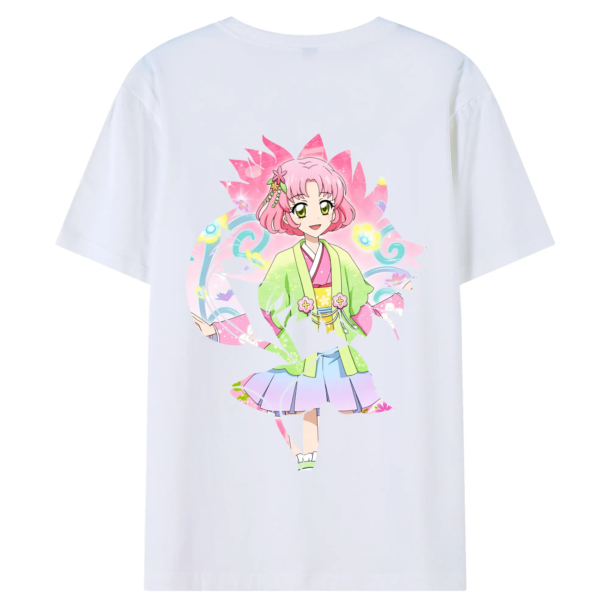 アイカツ グッズ 北大路 さくら - 綿100％ 半袖Tシャツ ・ バックプリント ・ 快適 通気性 ・ 日常使い 散歩 スポーツ用