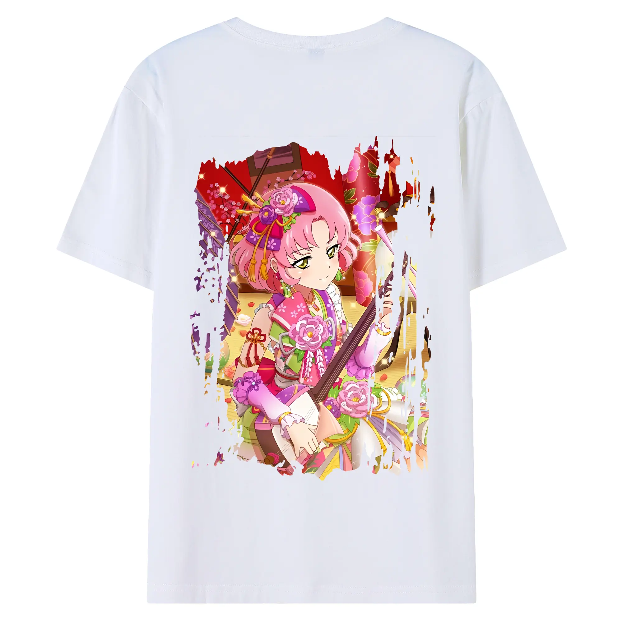アイカツ グッズ 北大路 さくら - 綿100％ 半袖Tシャツ ・ バックプリント ・ 快適 通気性 ・ 日常使い 散歩 スポーツ用