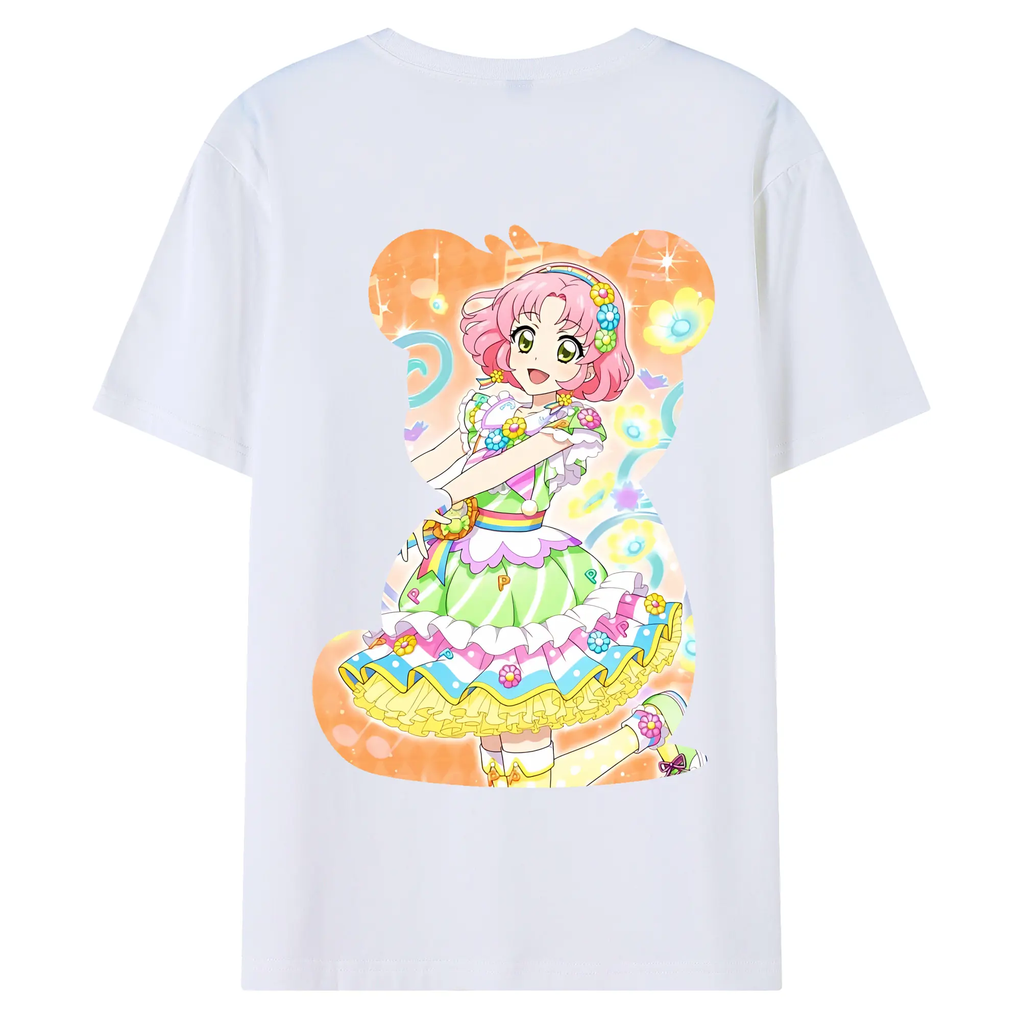 アイカツ グッズ 北大路 さくら - 綿100％ 半袖Tシャツ ・ バックプリント ・ 快適 通気性 ・ 日常使い 散歩 スポーツ用