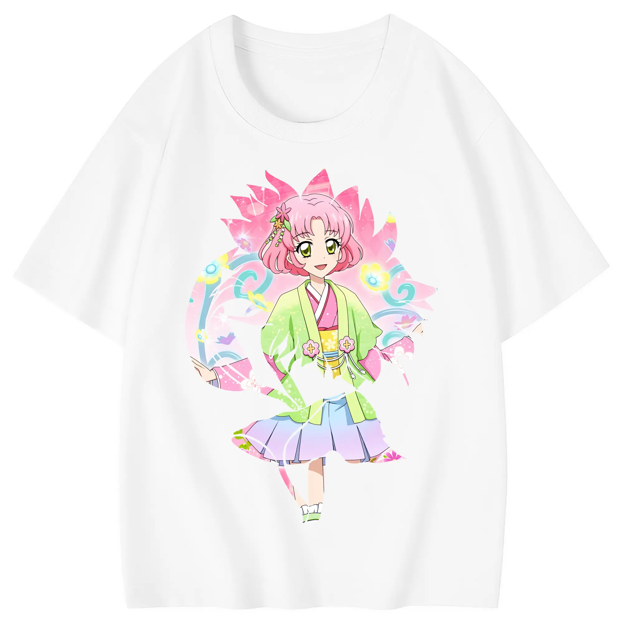 アイカツ グッズ 北大路 さくら - 綿100％ キッズTシャツ ・ フロントプリント ・ 快適 通気性 ・ スポーツ カジュアル 散歩用