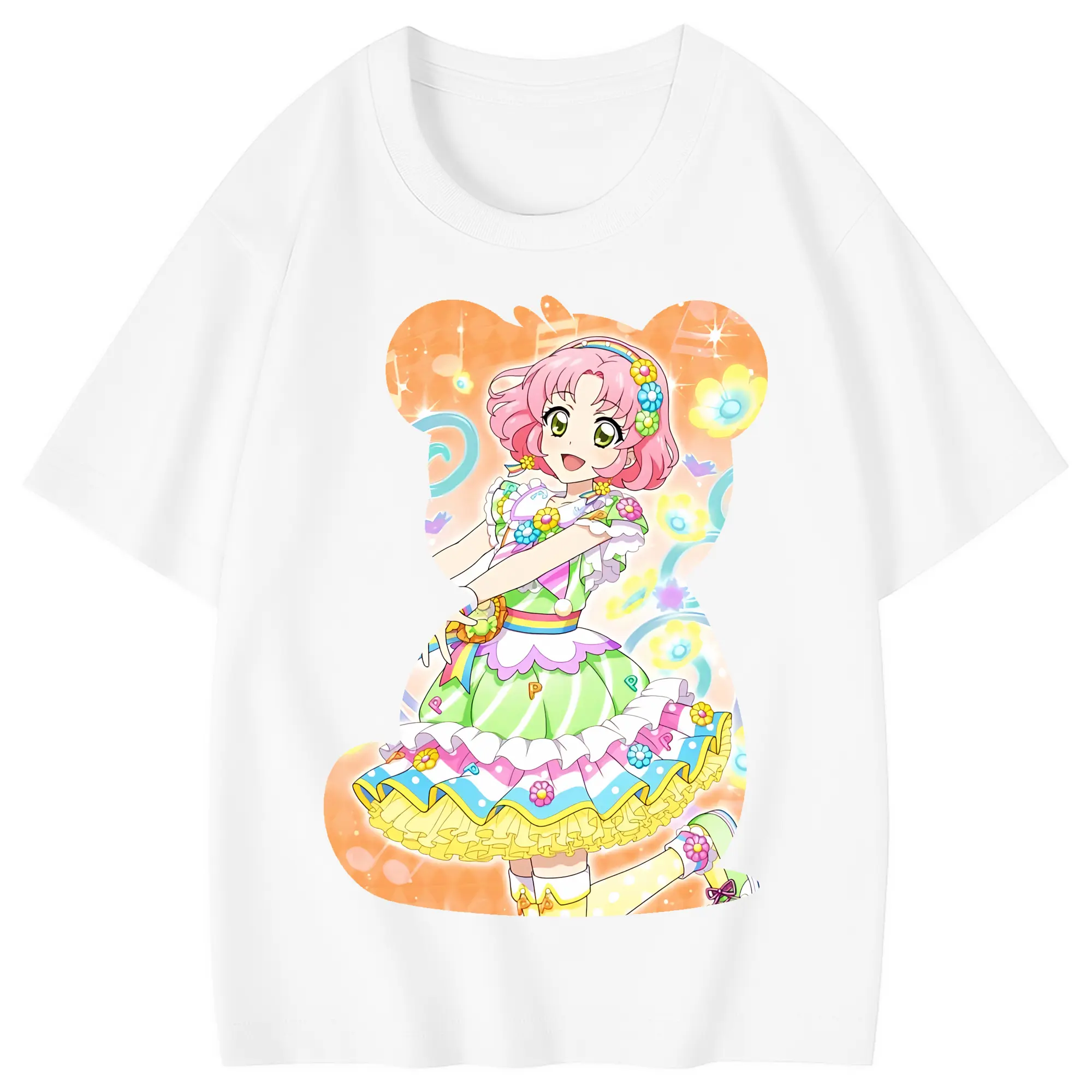 アイカツ グッズ 北大路 さくら - 綿100％ キッズTシャツ ・ フロントプリント ・ 快適 通気性 ・ スポーツ カジュアル 散歩用