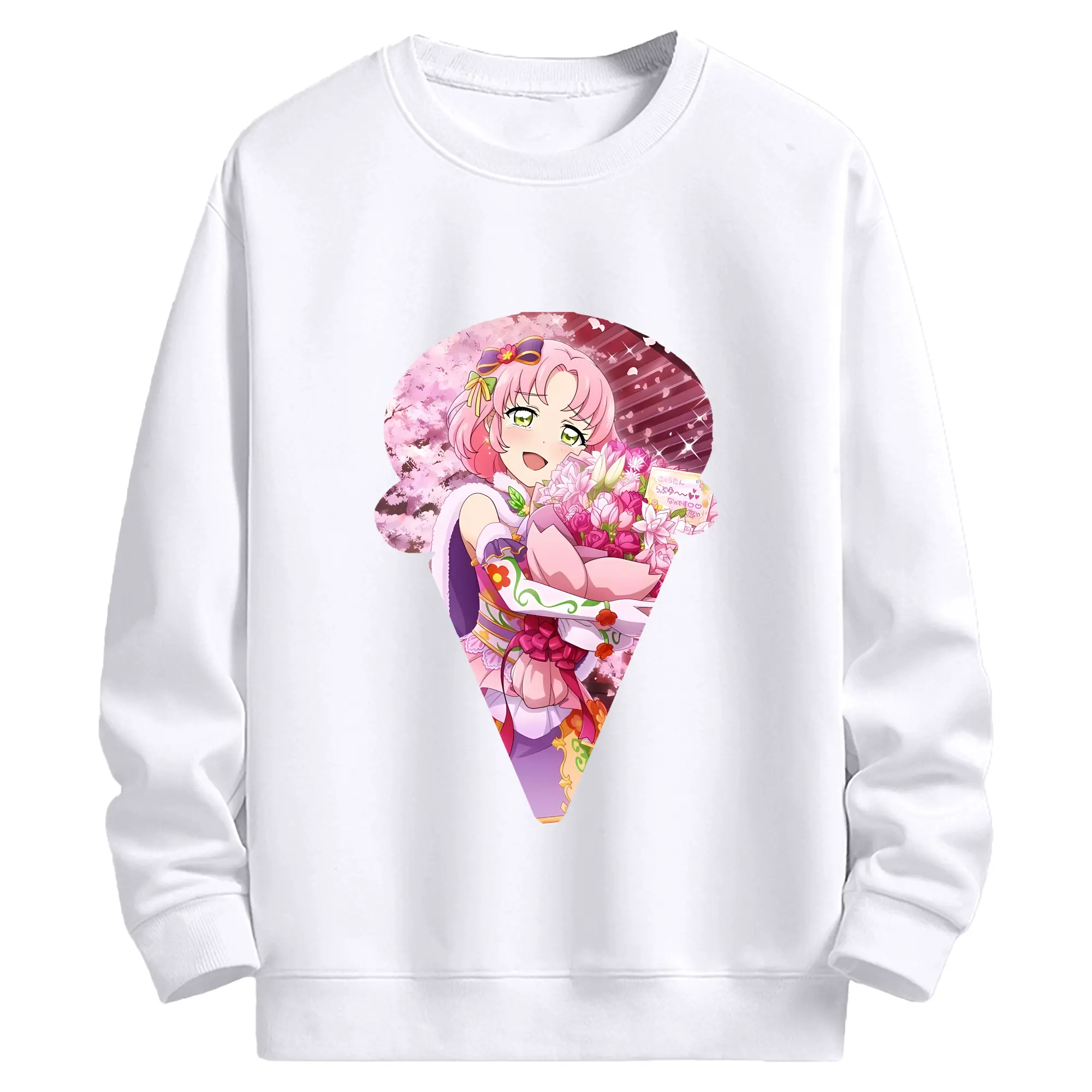 アイカツ グッズ 北大路 さくら - 高品質 クルーネック スウェット ・ コットン59％ ポリエステル41％ ・ ユニセックス 長袖 トレーナー ・ カジュアル デイリー スポーツ 散歩用