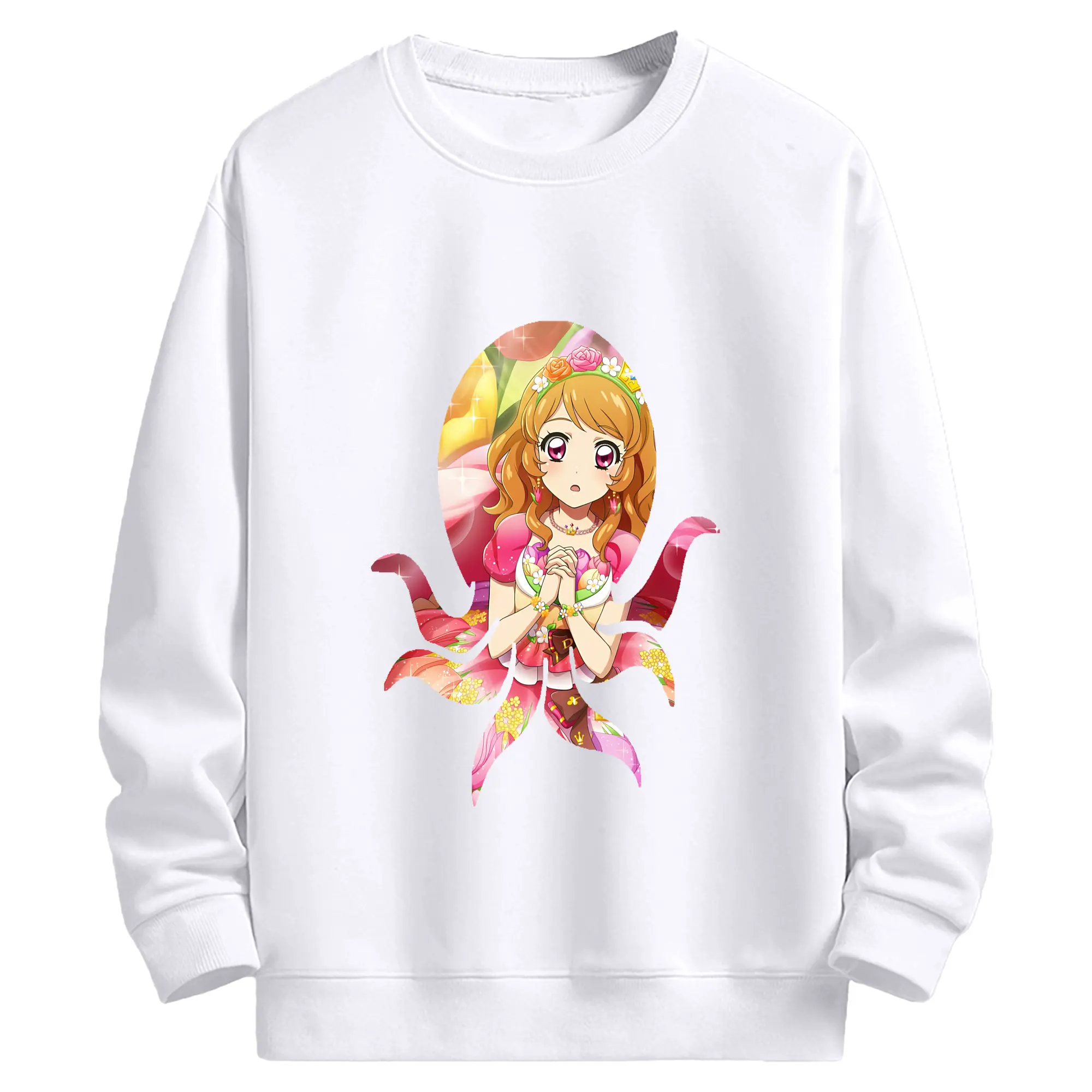 アイカツ グッズ 北大路 さくら - 高品質 クルーネック スウェット ・ コットン59％ ポリエステル41％ ・ ユニセックス 長袖 トレーナー ・ カジュアル デイリー スポーツ 散歩用