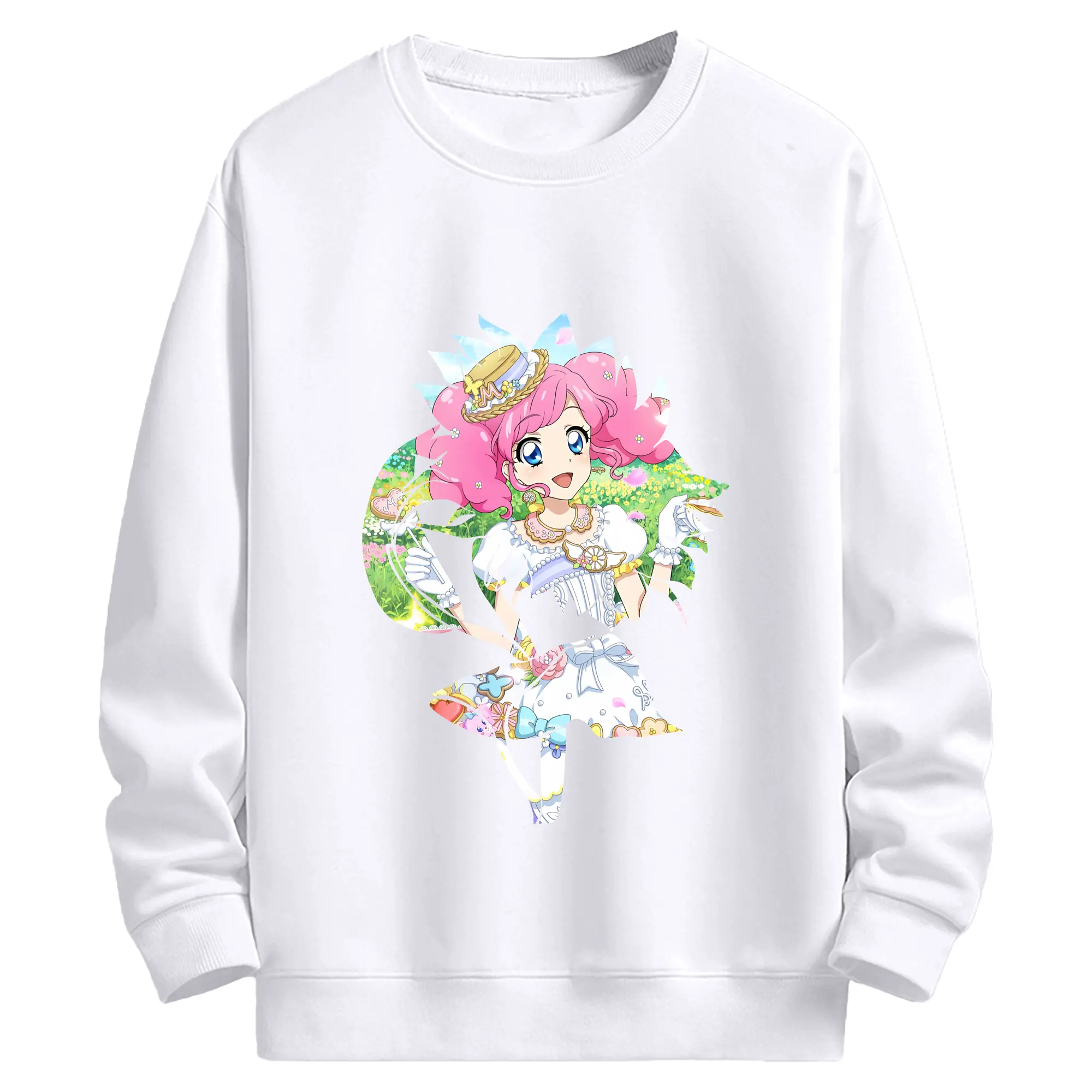アイカツ グッズ 北大路 さくら - 高品質 クルーネック スウェット ・ コットン59％ ポリエステル41％ ・ ユニセックス 長袖 トレーナー ・ カジュアル デイリー スポーツ 散歩用