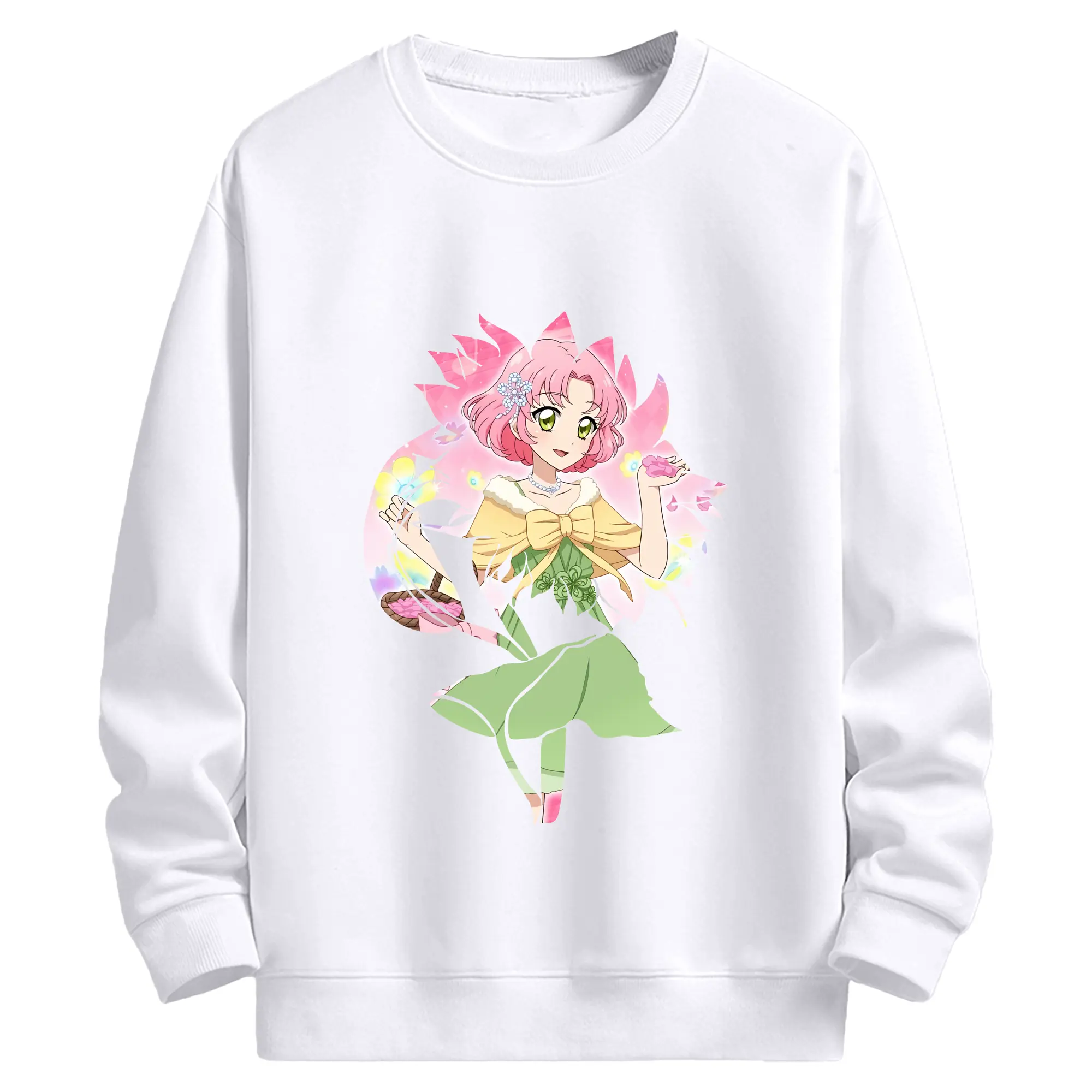 アイカツ グッズ 北大路 さくら - 高品質 クルーネック スウェット ・ コットン59％ ポリエステル41％ ・ ユニセックス 長袖 トレーナー ・ カジュアル デイリー スポーツ 散歩用
