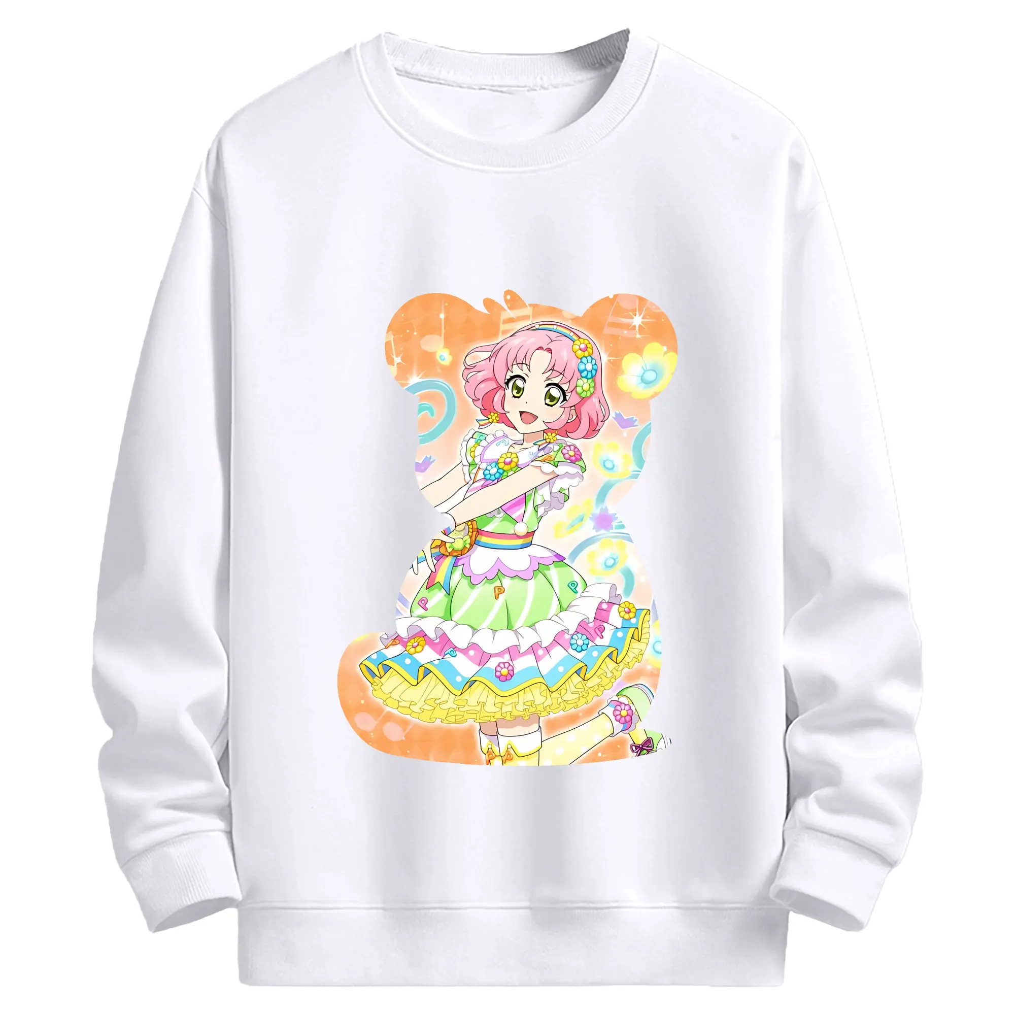 アイカツ グッズ 北大路 さくら - 高品質 クルーネック スウェット ・ コットン59％ ポリエステル41％ ・ ユニセックス 長袖 トレーナー ・ カジュアル デイリー スポーツ 散歩用