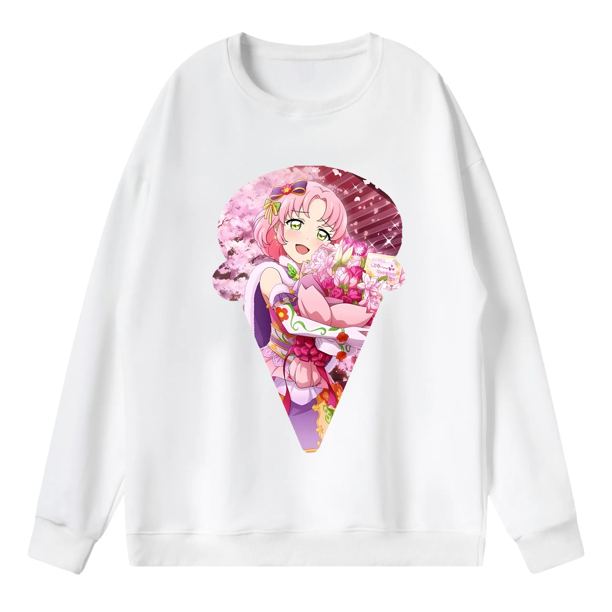 アイカツ グッズ 北大路 さくら - 薄手 クルーネック スウェット 裏毛260g · ポリエステル 春秋向け カジュアル 男女兼用 · トレーナー デイリー スポーツ 散歩に最適