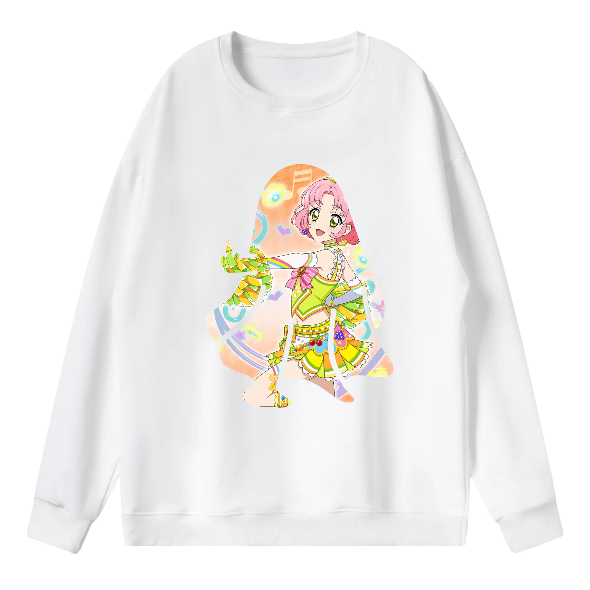 アイカツ グッズ 北大路 さくら - 薄手 クルーネック スウェット 裏毛260g · ポリエステル 春秋向け カジュアル 男女兼用 · トレーナー デイリー スポーツ 散歩に最適