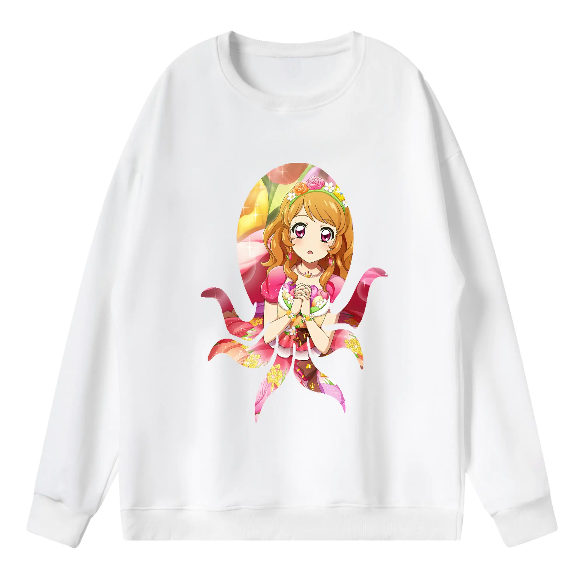 アイカツ グッズ 北大路 さくら - 薄手 クルーネック スウェット 裏毛260g · ポリエステル 春秋向け カジュアル 男女兼用 · トレーナー デイリー スポーツ 散歩に最適