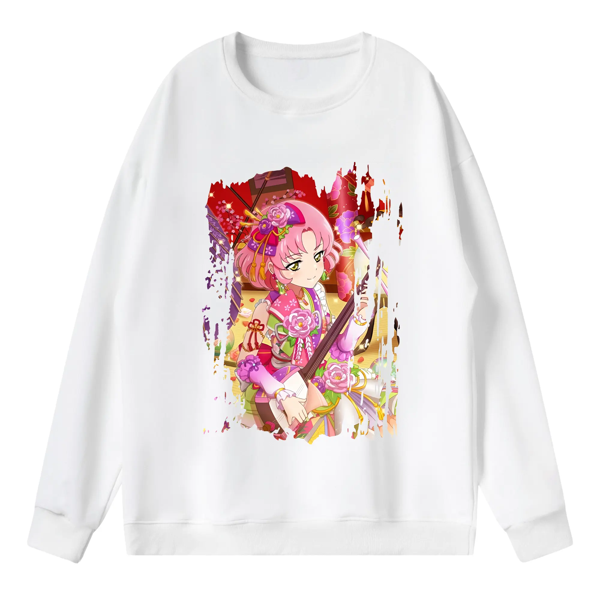 アイカツ グッズ 北大路 さくら - 薄手 クルーネック スウェット 裏毛260g · ポリエステル 春秋向け カジュアル 男女兼用 · トレーナー デイリー スポーツ 散歩に最適