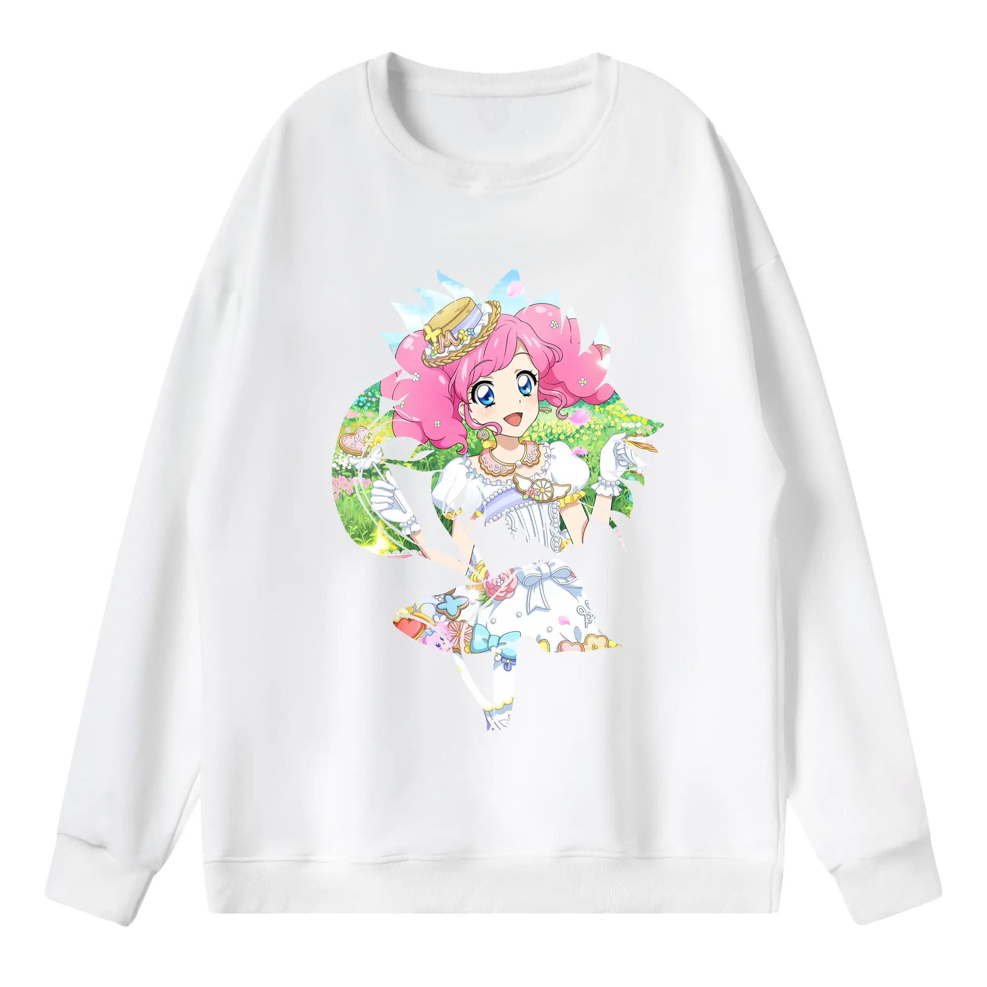 アイカツ グッズ 北大路 さくら - 薄手 クルーネック スウェット 裏毛260g · ポリエステル 春秋向け カジュアル 男女兼用 · トレーナー デイリー スポーツ 散歩に最適