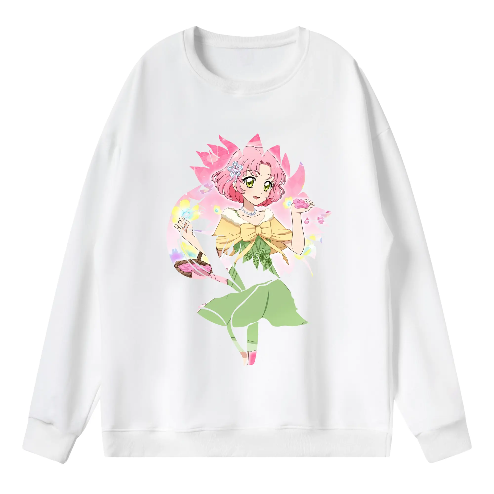 アイカツ グッズ 北大路 さくら - 薄手 クルーネック スウェット 裏毛260g · ポリエステル 春秋向け カジュアル 男女兼用 · トレーナー デイリー スポーツ 散歩に最適