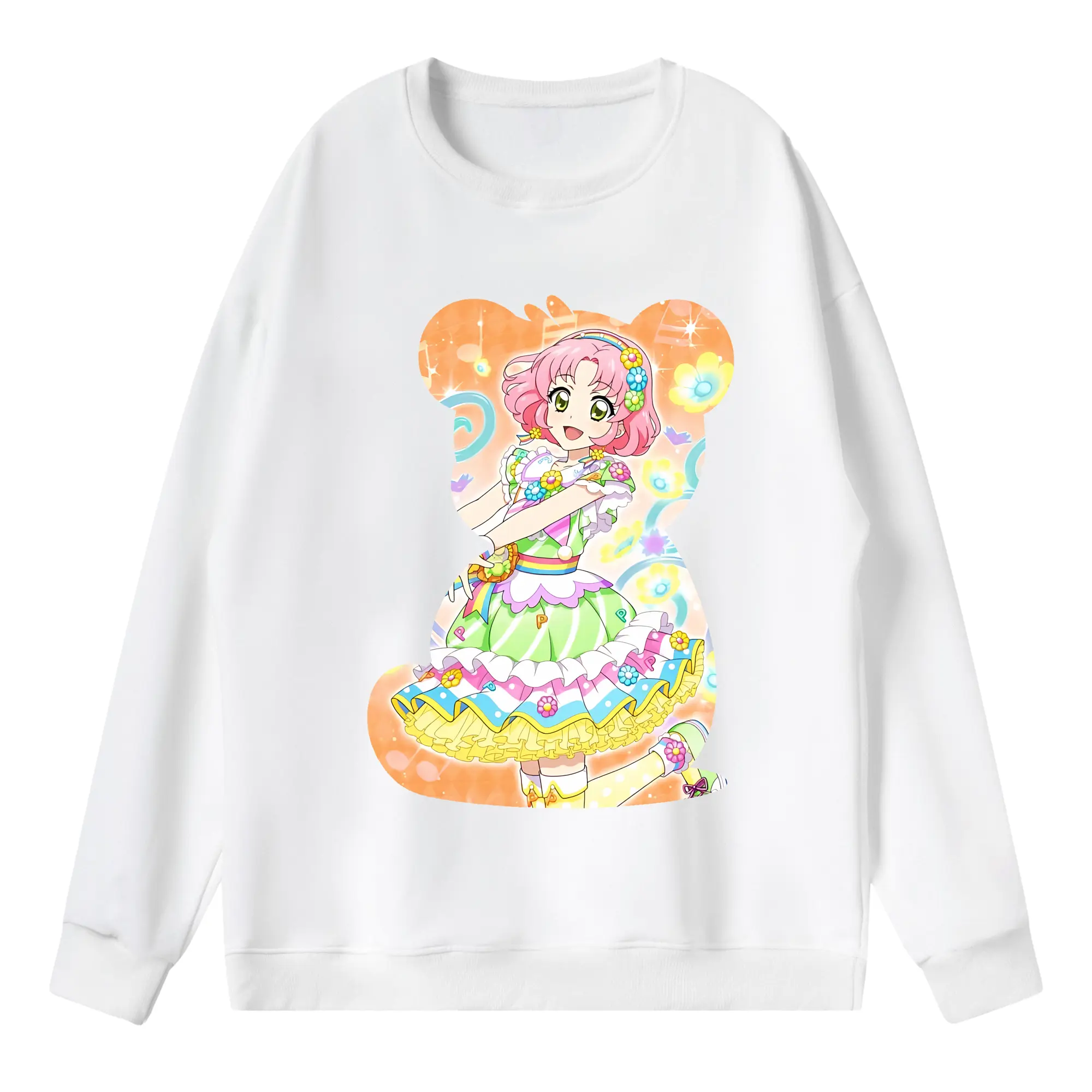 アイカツ グッズ 北大路 さくら - 薄手 クルーネック スウェット 裏毛260g · ポリエステル 春秋向け カジュアル 男女兼用 · トレーナー デイリー スポーツ 散歩に最適