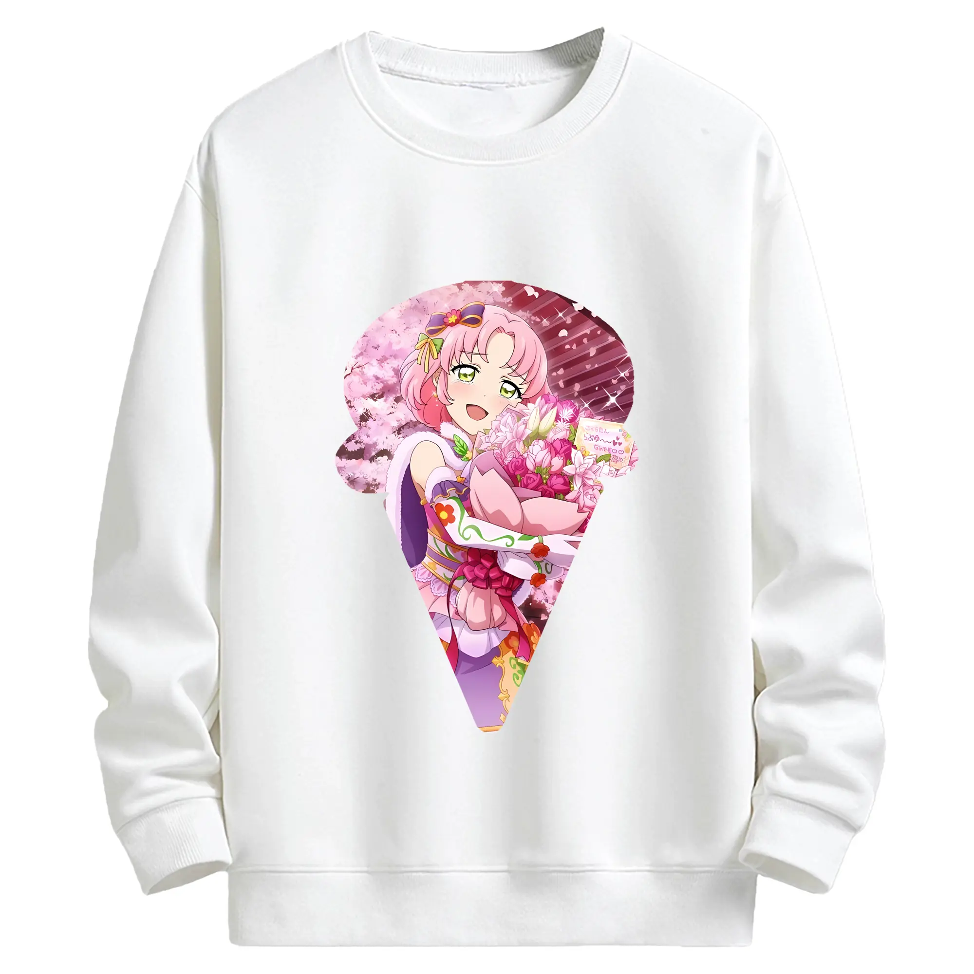 アイカツ グッズ 北大路 さくら - キッズ クルーネックスウェットシャツ ・ フロントプリント ・ 綿80％ ポリエステル20％ ・ 快適 通学 スポーツ 日常使い お散歩用