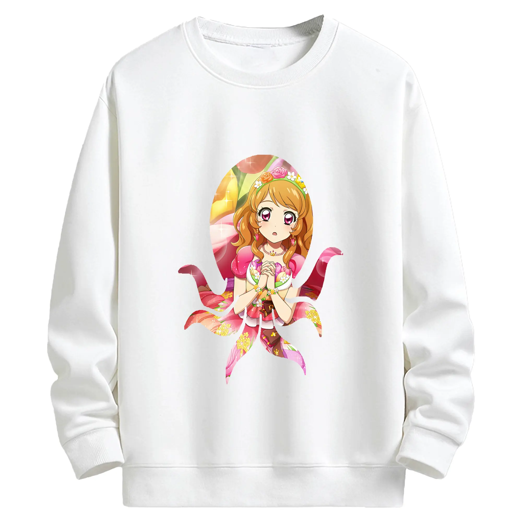 アイカツ グッズ 北大路 さくら - キッズ クルーネックスウェットシャツ ・ フロントプリント ・ 綿80％ ポリエステル20％ ・ 快適 通学 スポーツ 日常使い お散歩用