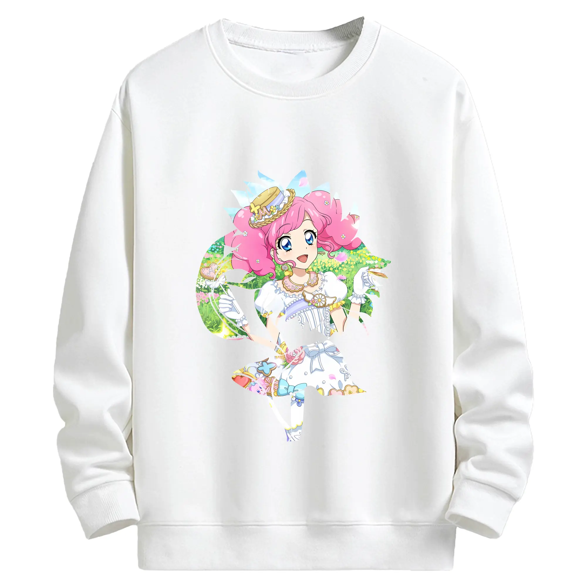 アイカツ グッズ 北大路 さくら - キッズ クルーネックスウェットシャツ ・ フロントプリント ・ 綿80％ ポリエステル20％ ・ 快適 通学 スポーツ 日常使い お散歩用