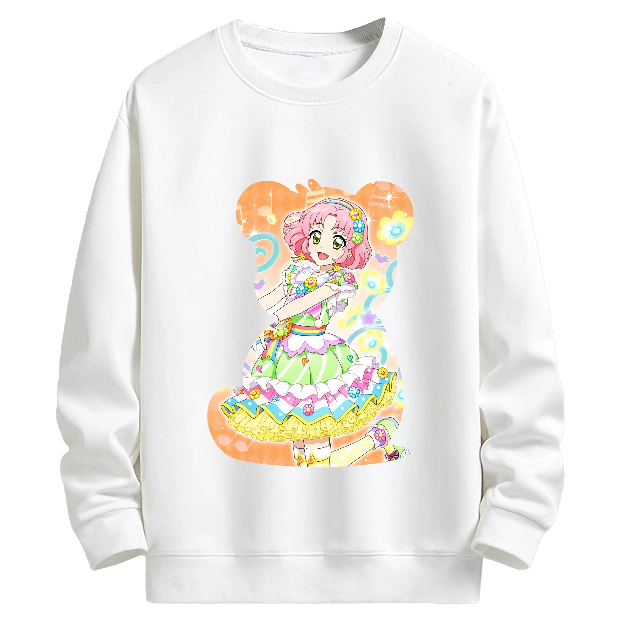 アイカツ グッズ 北大路 さくら - キッズ クルーネックスウェットシャツ ・ フロントプリント ・ 綿80％ ポリエステル20％ ・ 快適 通学 スポーツ 日常使い お散歩用