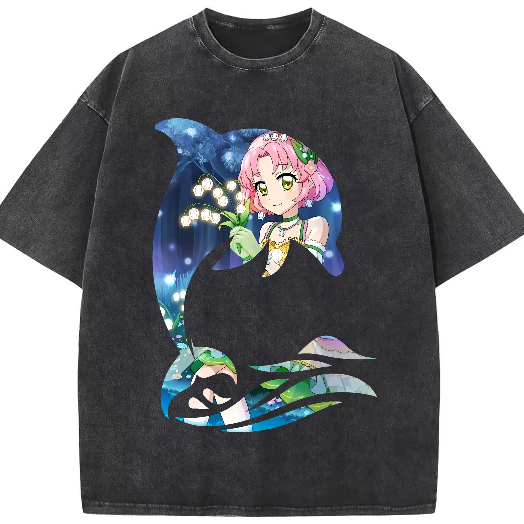 アイカツ グッズ 北大路 さくら - 綿100％ ヴィンテージ風 半袖Tシャツ ・ フロントプリント ・ 柔らか肌触り ・ 通気性 快適 ・ スポーツ カジュアル 外出用