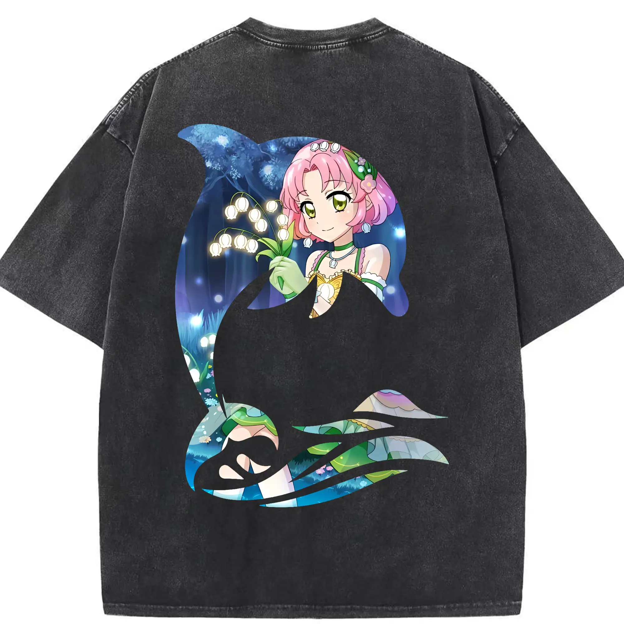 アイカツ グッズ 北大路 さくら - 綿100％ ヴィンテージ風 半袖Tシャツ ・ 背面プリント ・ 柔らか肌触り ・ 通気性 快適 ・ スポーツ カジュアル 外出用