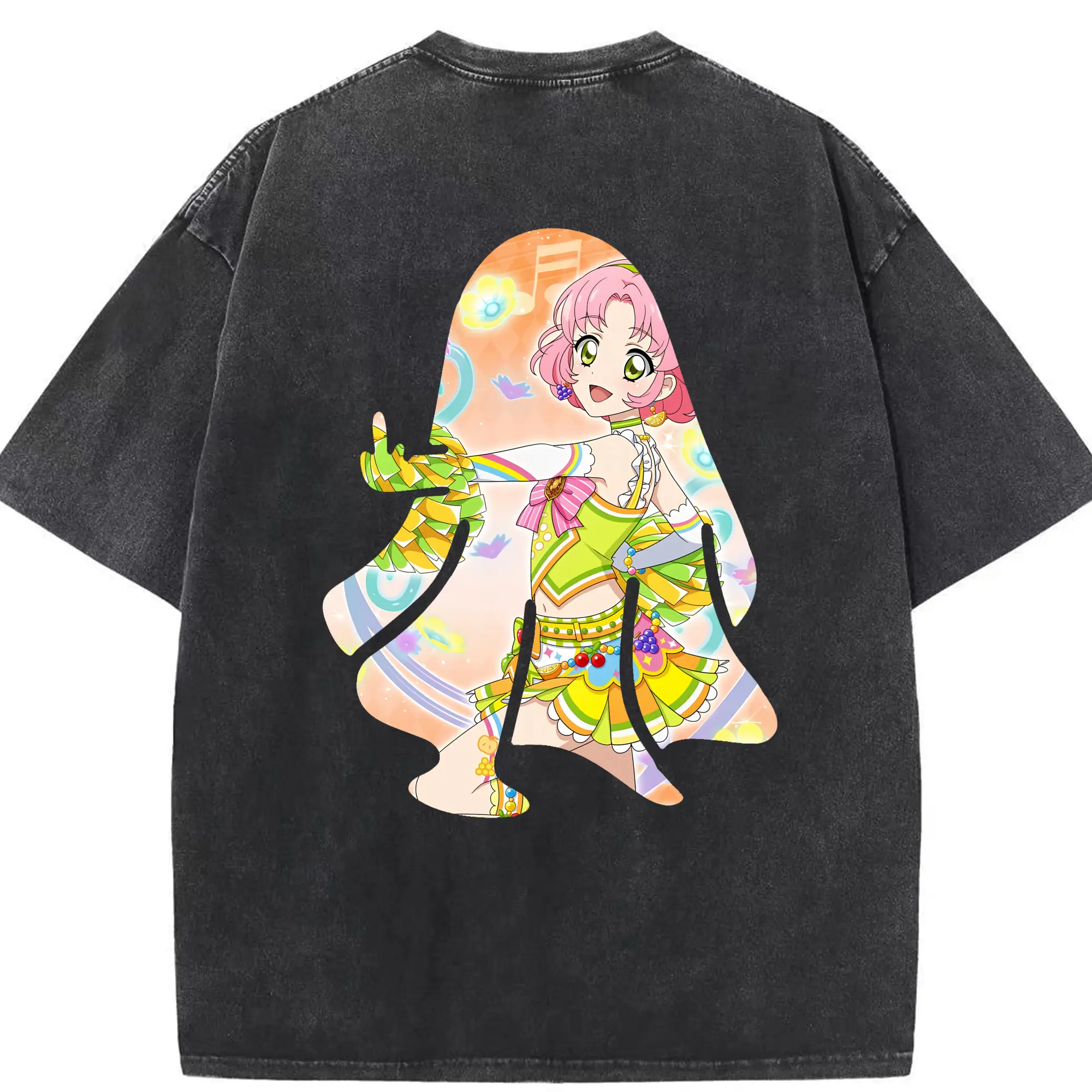 アイカツ グッズ 北大路 さくら - 綿100％ ヴィンテージ風 半袖Tシャツ ・ 背面プリント ・ 柔らか肌触り ・ 通気性 快適 ・ スポーツ カジュアル 外出用