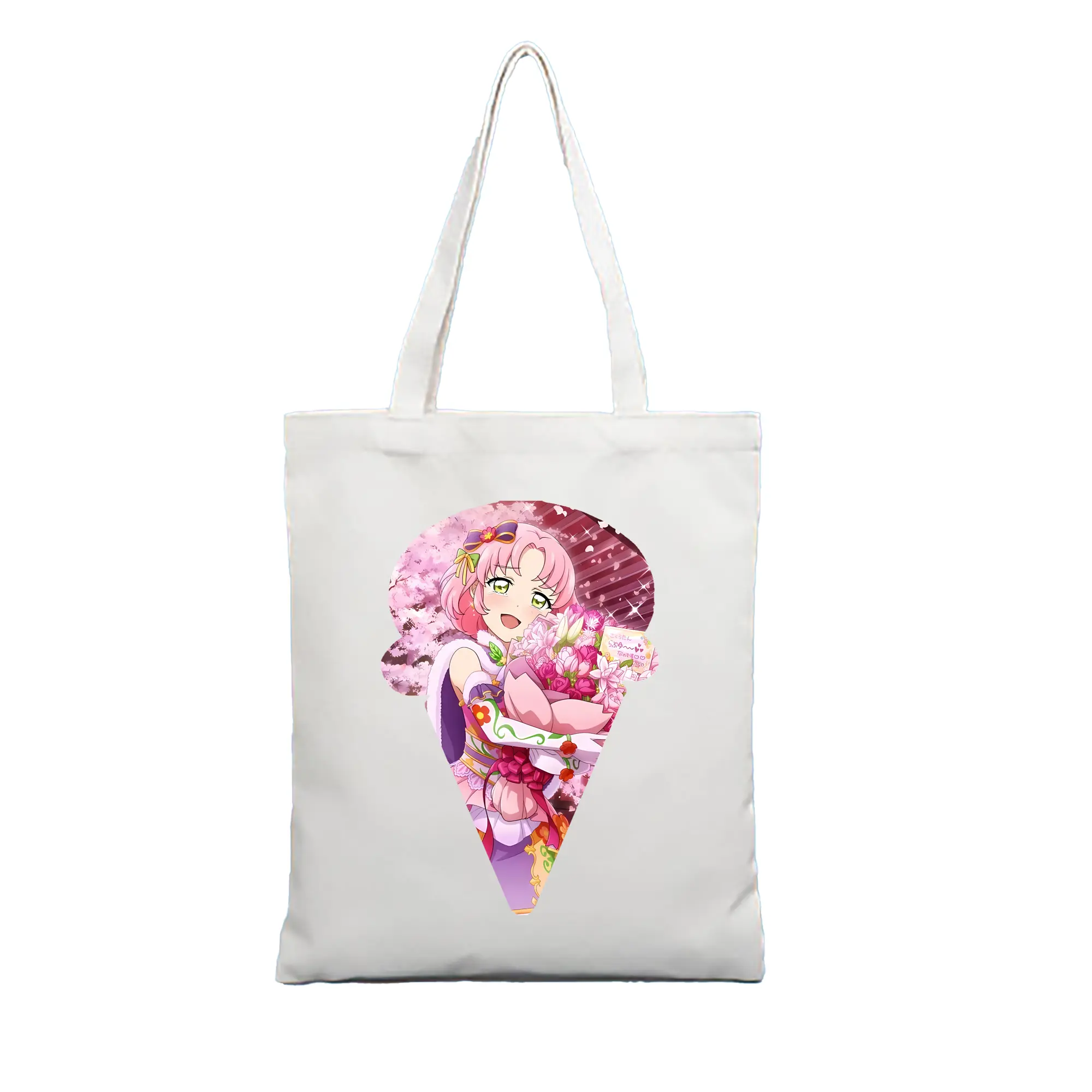 アイカツ グッズ 北大路 さくら - 縦型キャンバス手提げバッグ（トートバッグ） ・ キャンバス素材 ・ ショッピング用 ・ 軽量 丈夫 お手入れ簡単