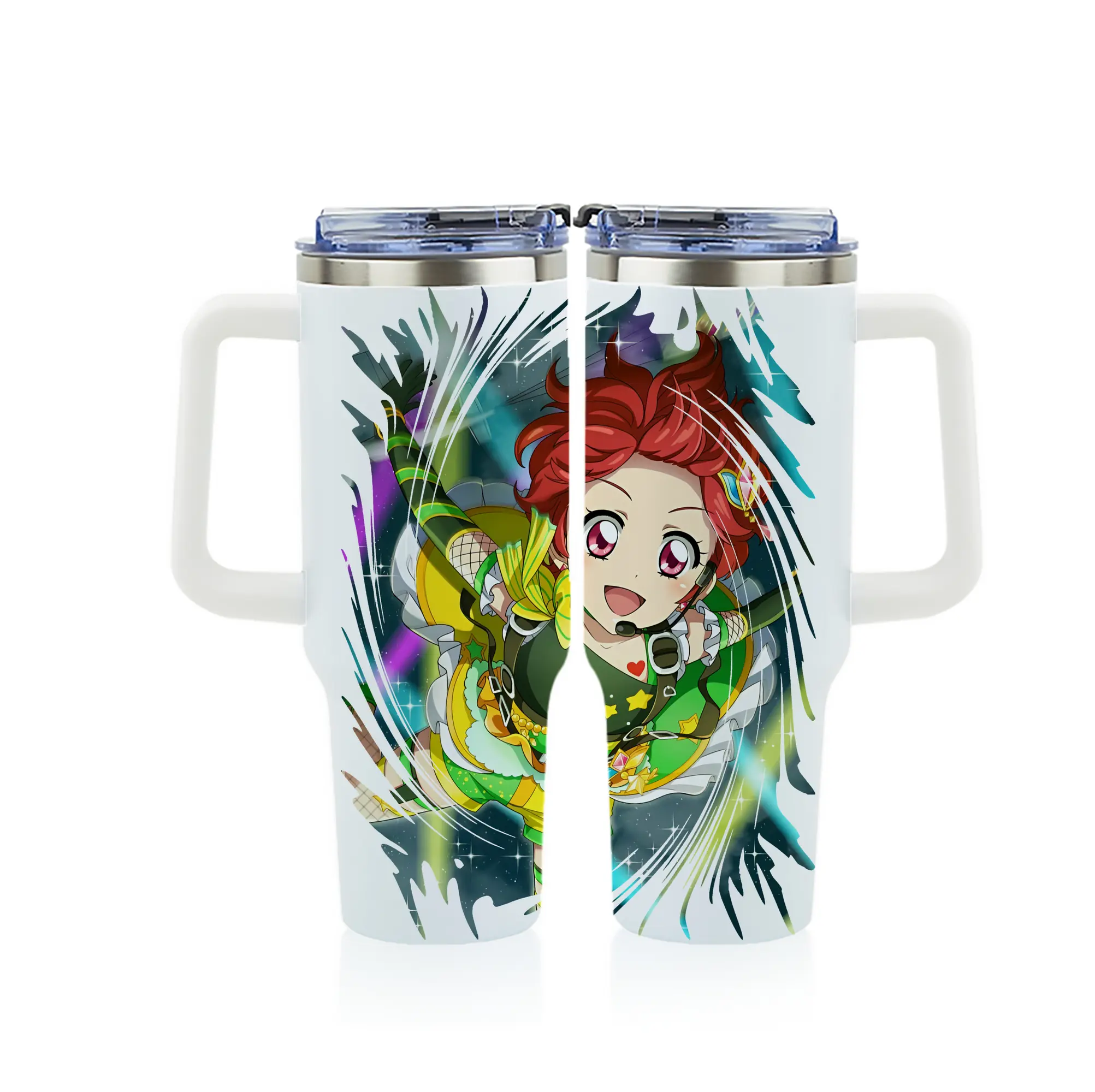 アイカツ グッズ 一ノ瀬 かえで - 1200mL フルプリント車用タンブラー ・ 304ステンレス 内側 ・ 201ステンレス 外側 ・ 保温 保冷 ・ 通勤 ドライブ アウトドア用