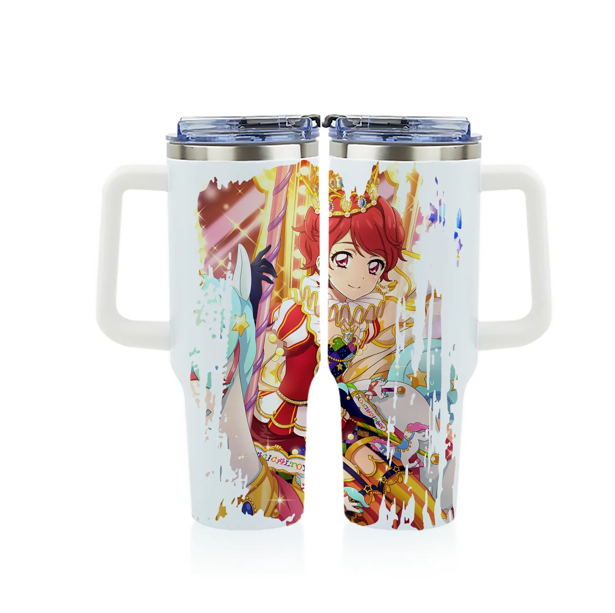 アイカツ グッズ 一ノ瀬 かえで - 1200mL フルプリント車用タンブラー ・ 304ステンレス 内側 ・ 201ステンレス 外側 ・ 保温 保冷 ・ 通勤 ドライブ アウトドア用