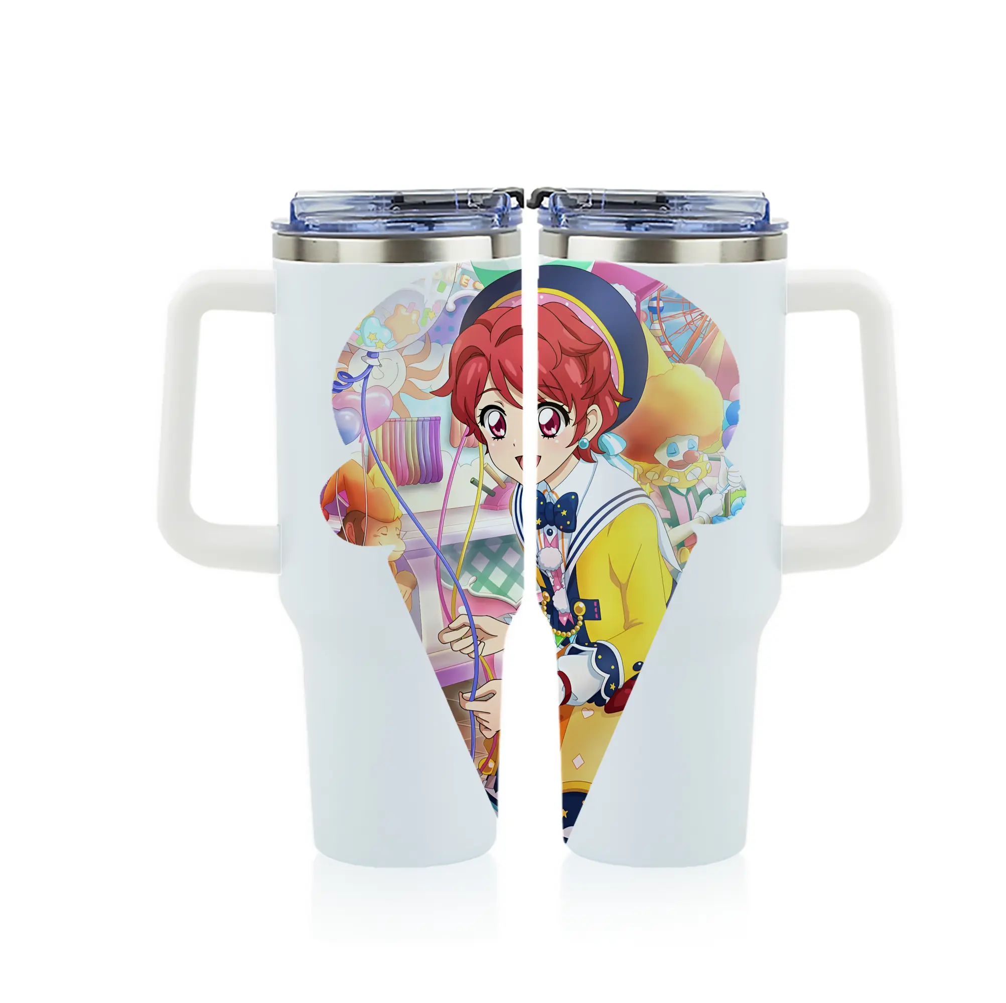 アイカツ グッズ 一ノ瀬 かえで - 1200mL フルプリント車用タンブラー ・ 304ステンレス 内側 ・ 201ステンレス 外側 ・ 保温 保冷 ・ 通勤 ドライブ アウトドア用