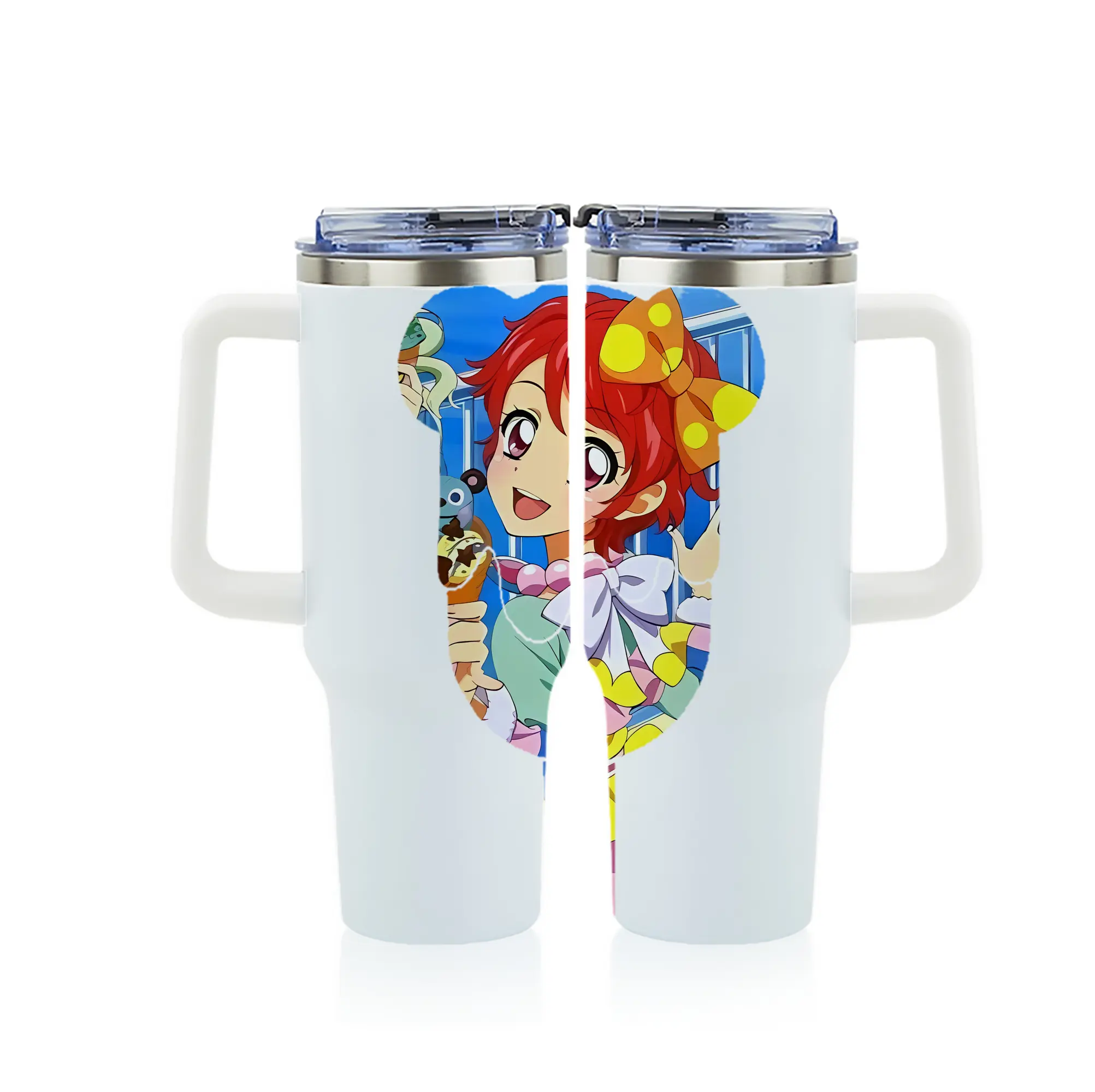 アイカツ グッズ 一ノ瀬 かえで - 1200mL フルプリント車用タンブラー ・ 304ステンレス 内側 ・ 201ステンレス 外側 ・ 保温 保冷 ・ 通勤 ドライブ アウトドア用