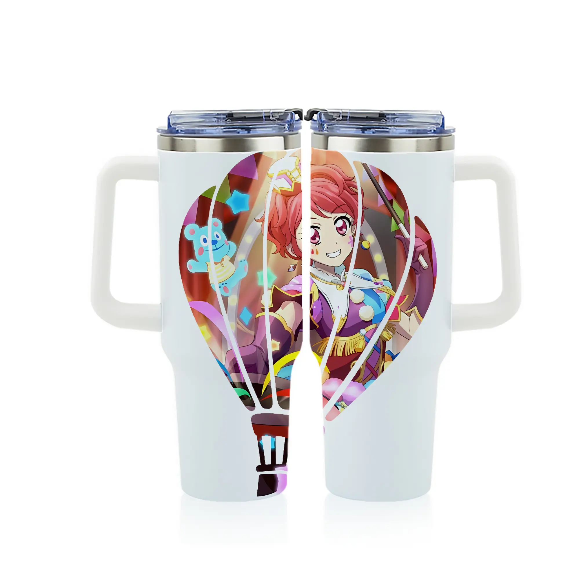 アイカツ グッズ 一ノ瀬 かえで - 1200mL フルプリント車用タンブラー ・ 304ステンレス 内側 ・ 201ステンレス 外側 ・ 保温 保冷 ・ 通勤 ドライブ アウトドア用