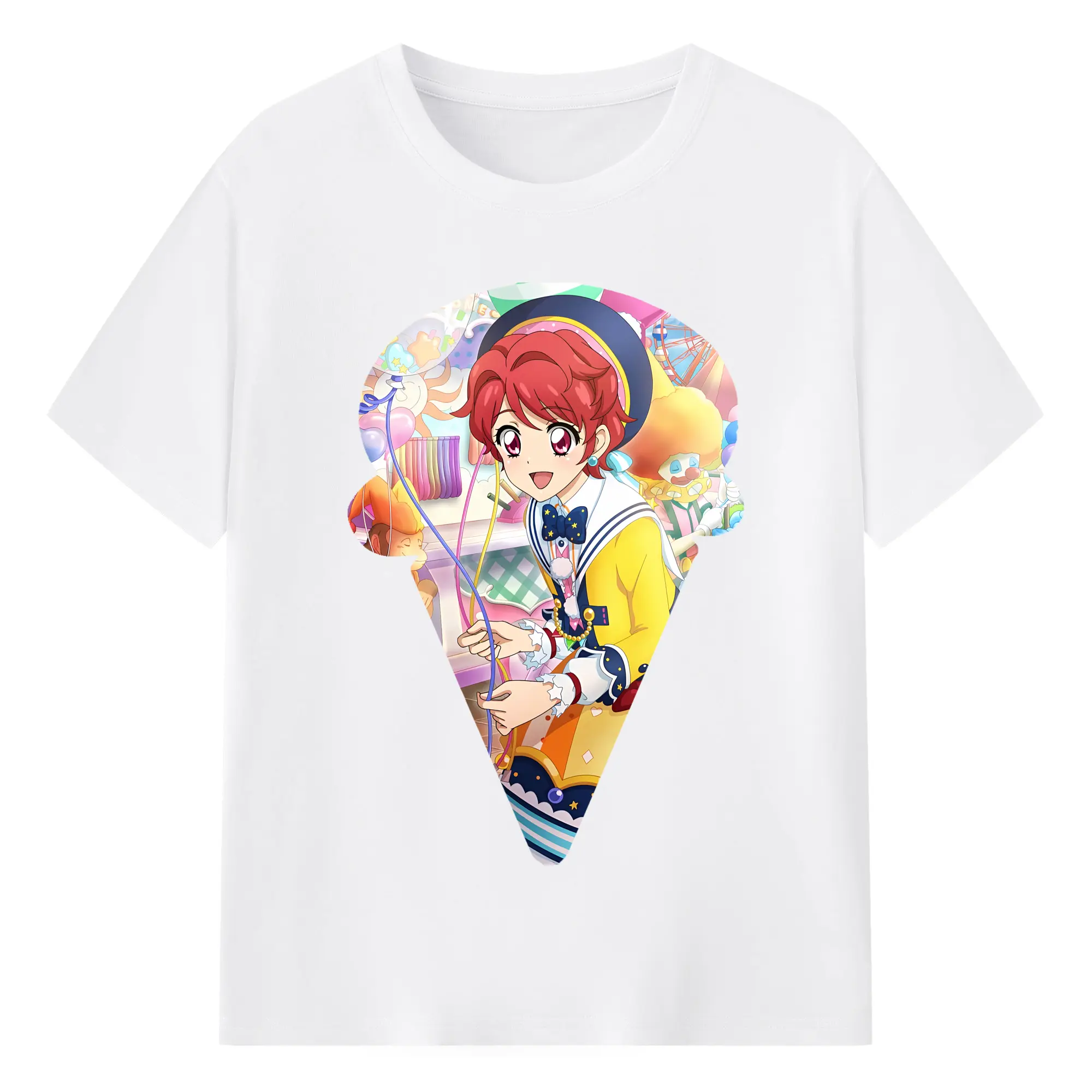 アイカツ グッズ 一ノ瀬 かえで - 綿100％ 半袖Tシャツ ・ フロントプリント ・ 快適 通気性 ・ 日常使い 散歩 スポーツ用