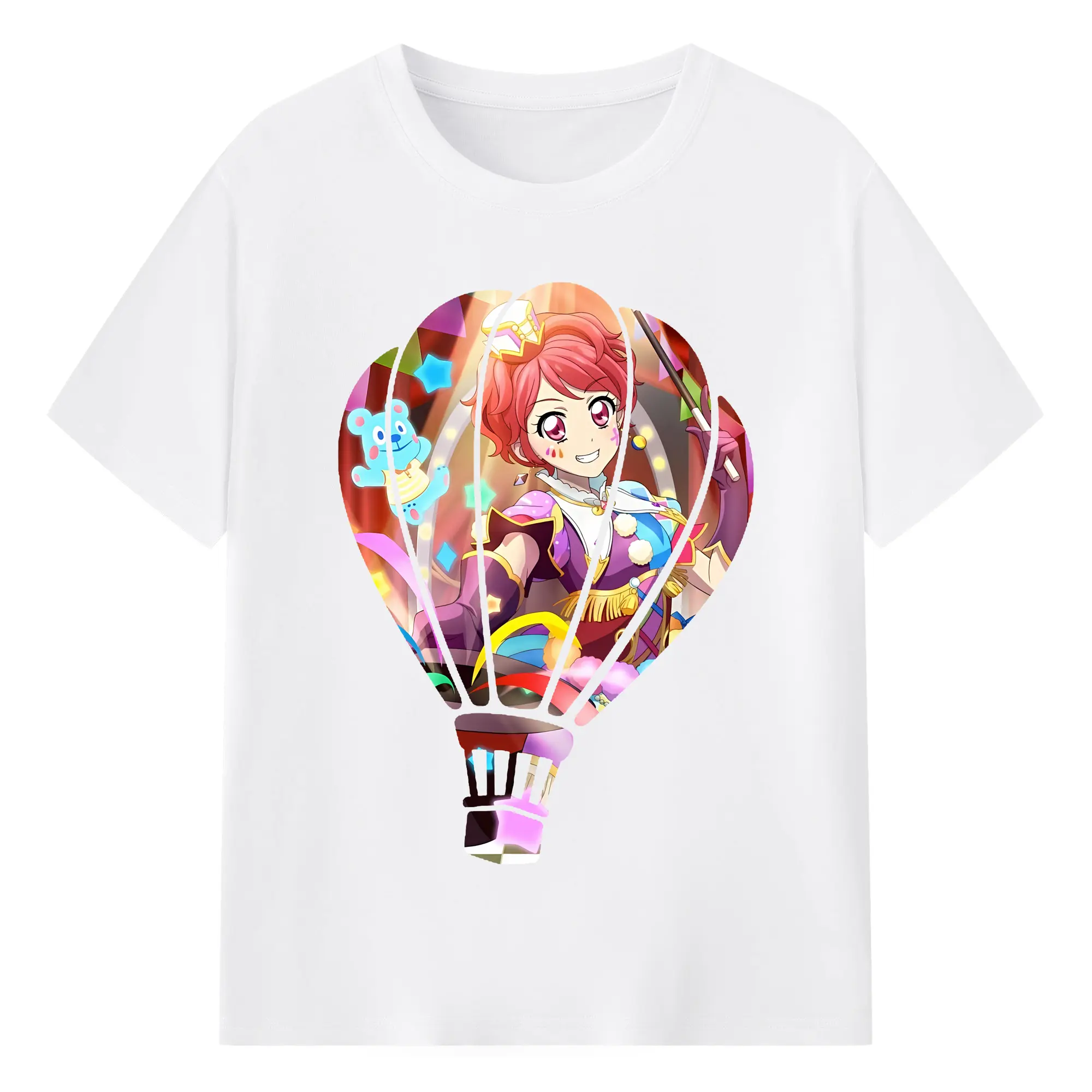 アイカツ グッズ 一ノ瀬 かえで - 綿100％ 半袖Tシャツ ・ フロントプリント ・ 快適 通気性 ・ 日常使い 散歩 スポーツ用