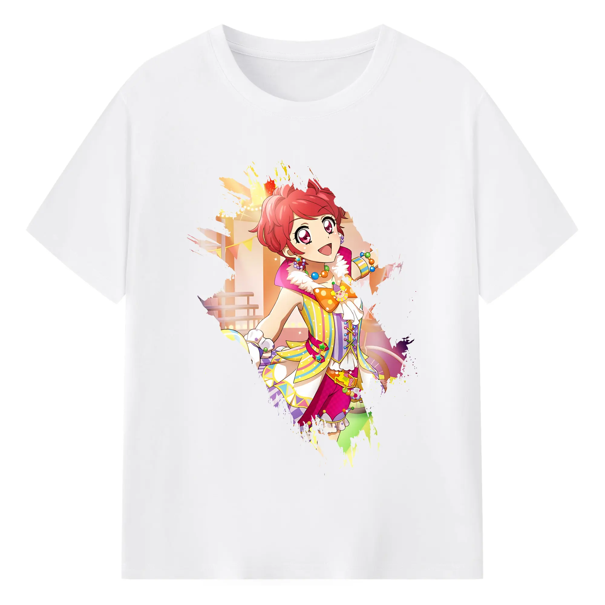 アイカツ グッズ 一ノ瀬 かえで - 綿100％ 半袖Tシャツ ・ フロントプリント ・ 快適 通気性 ・ 日常使い 散歩 スポーツ用