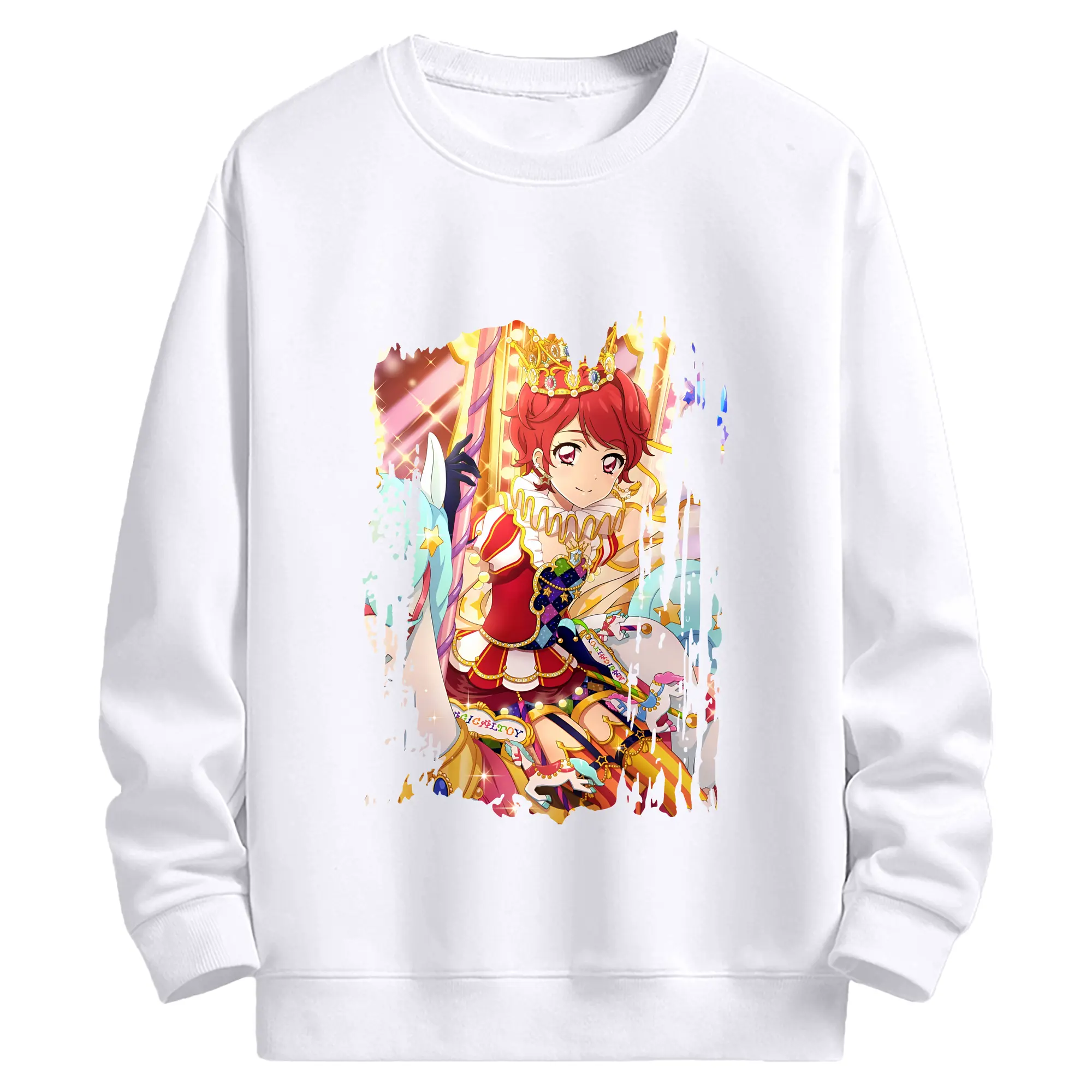 アイカツ グッズ 一ノ瀬 かえで - 高品質 クルーネック スウェット ・ コットン59％ ポリエステル41％ ・ ユニセックス 長袖 トレーナー ・ カジュアル デイリー スポーツ 散歩用