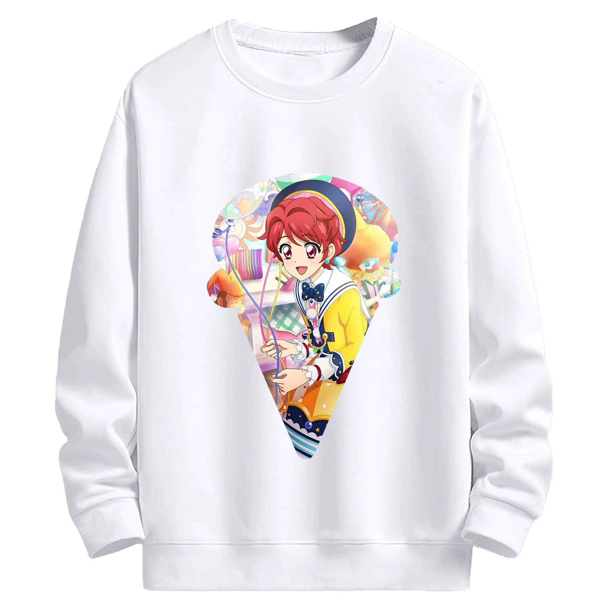 アイカツ グッズ 一ノ瀬 かえで - 高品質 クルーネック スウェット ・ コットン59％ ポリエステル41％ ・ ユニセックス 長袖 トレーナー ・ カジュアル デイリー スポーツ 散歩用