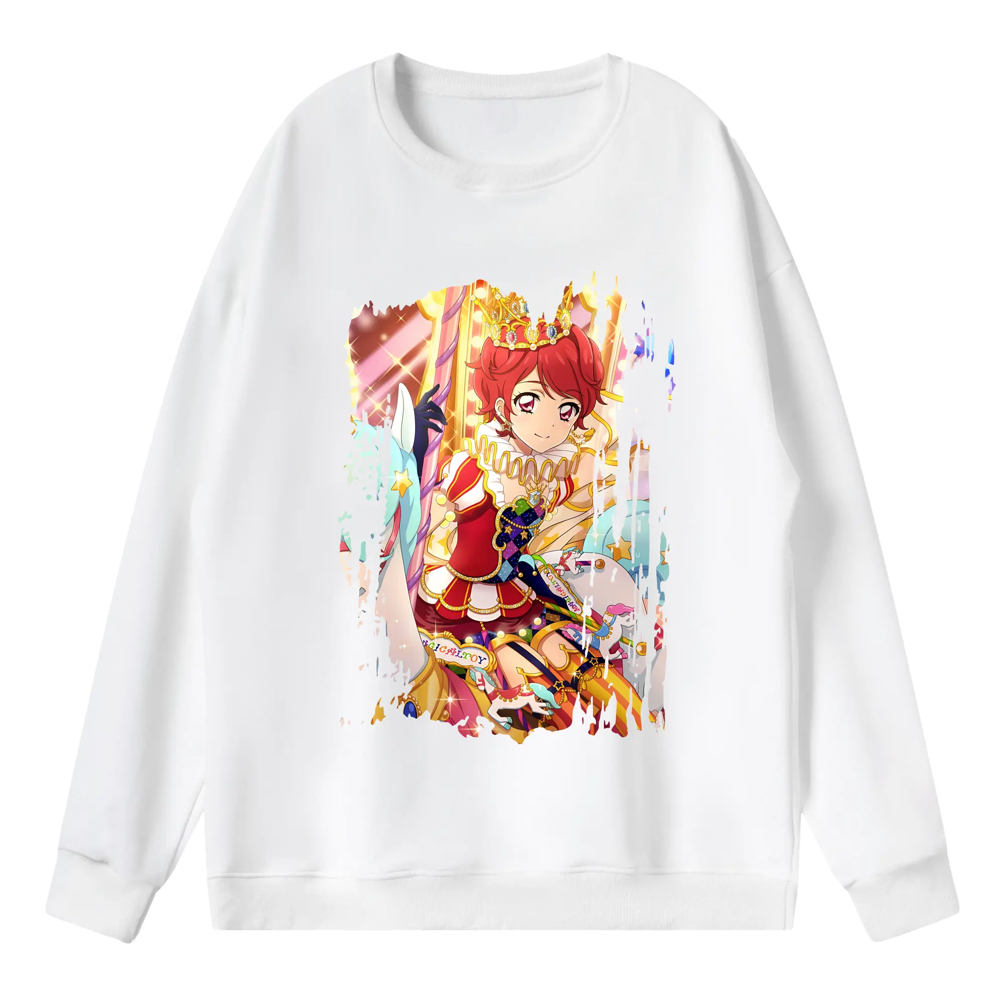 アイカツ グッズ 一ノ瀬 かえで - 薄手 クルーネック スウェット 裏毛260g · ポリエステル 春秋向け カジュアル 男女兼用 · トレーナー デイリー スポーツ 散歩に最適