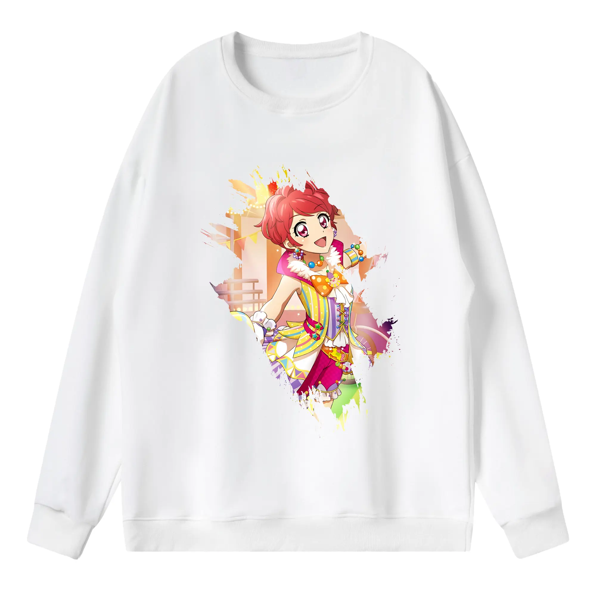 アイカツ グッズ 一ノ瀬 かえで - 薄手 クルーネック スウェット 裏毛260g · ポリエステル 春秋向け カジュアル 男女兼用 · トレーナー デイリー スポーツ 散歩に最適