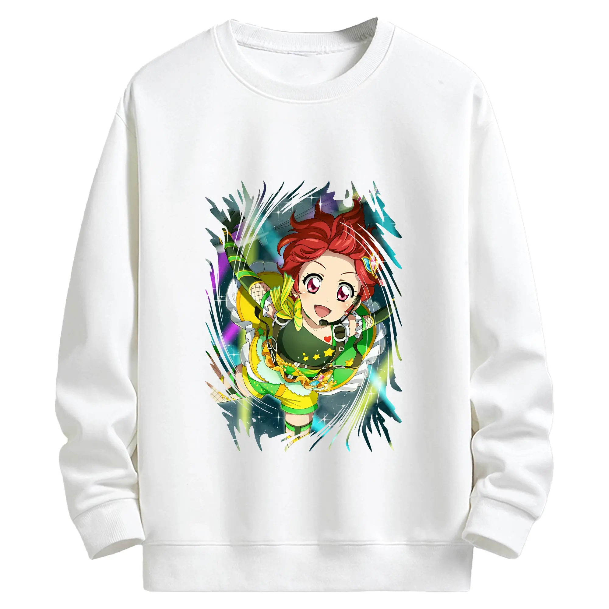 アイカツ グッズ 一ノ瀬 かえで - キッズ クルーネックスウェットシャツ ・ フロントプリント ・ 綿80％ ポリエステル20％ ・ 快適 通学 スポーツ 日常使い お散歩用