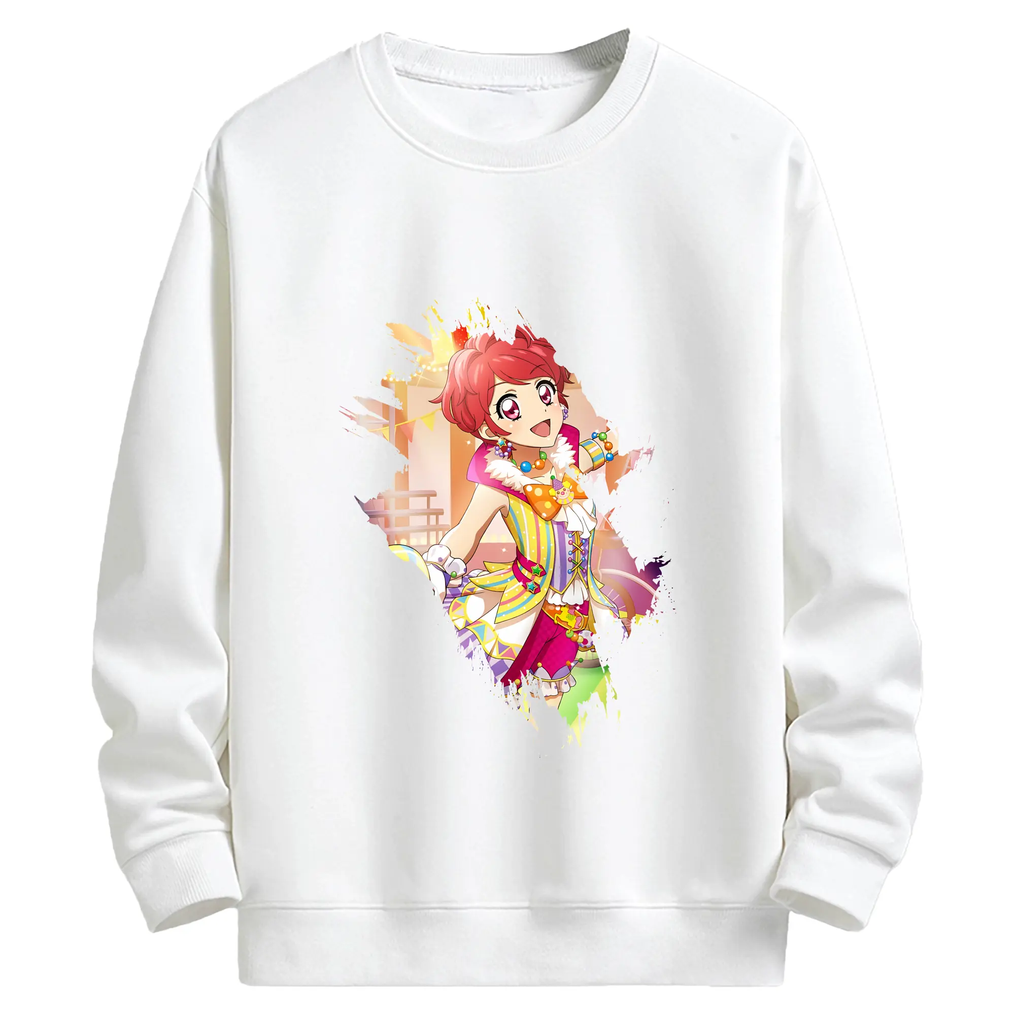 アイカツ グッズ 一ノ瀬 かえで - キッズ クルーネックスウェットシャツ ・ フロントプリント ・ 綿80％ ポリエステル20％ ・ 快適 通学 スポーツ 日常使い お散歩用