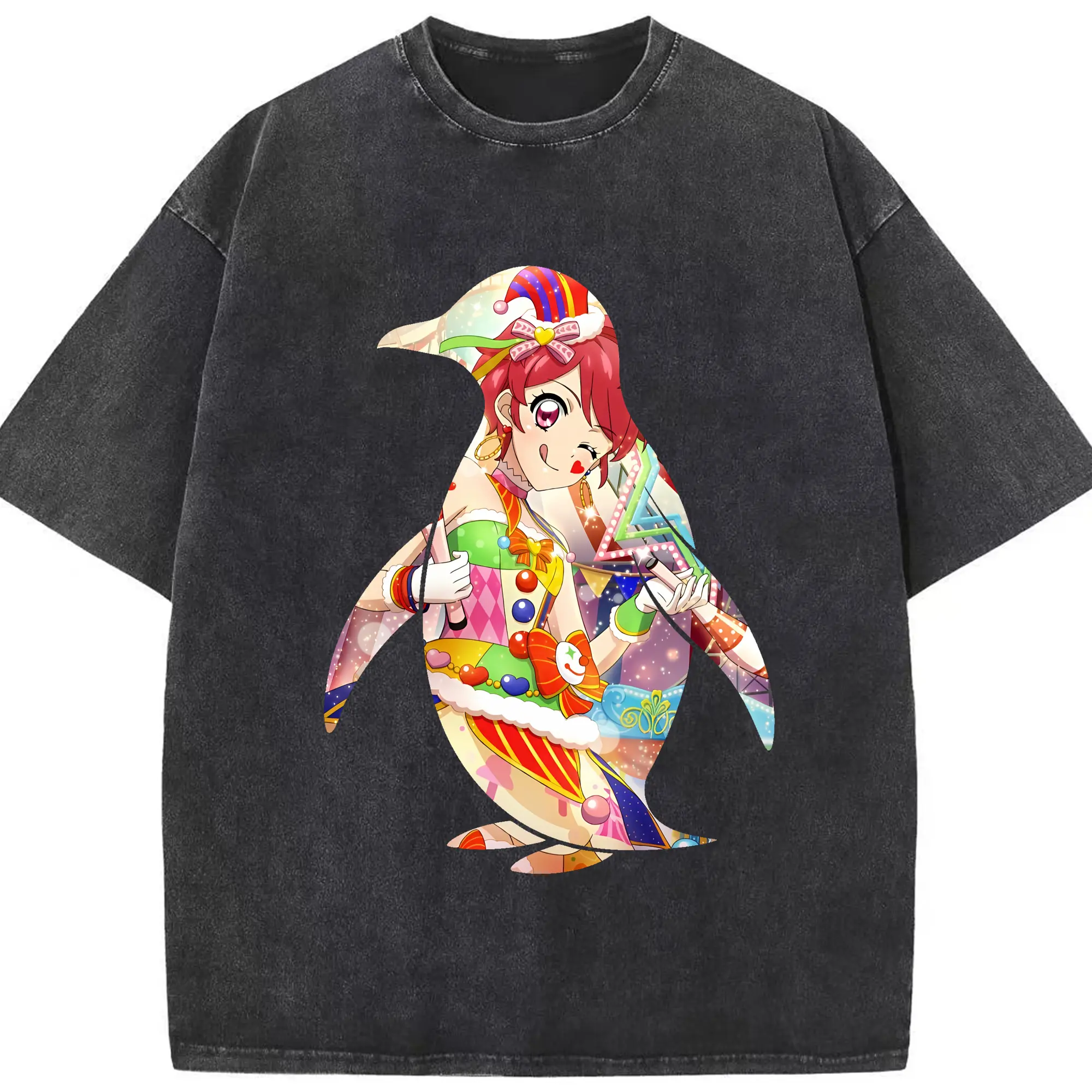 アイカツ グッズ 一ノ瀬 かえで - 綿100％ ヴィンテージ風 半袖Tシャツ ・ フロントプリント ・ 柔らか肌触り ・ 通気性 快適 ・ スポーツ カジュアル 外出用