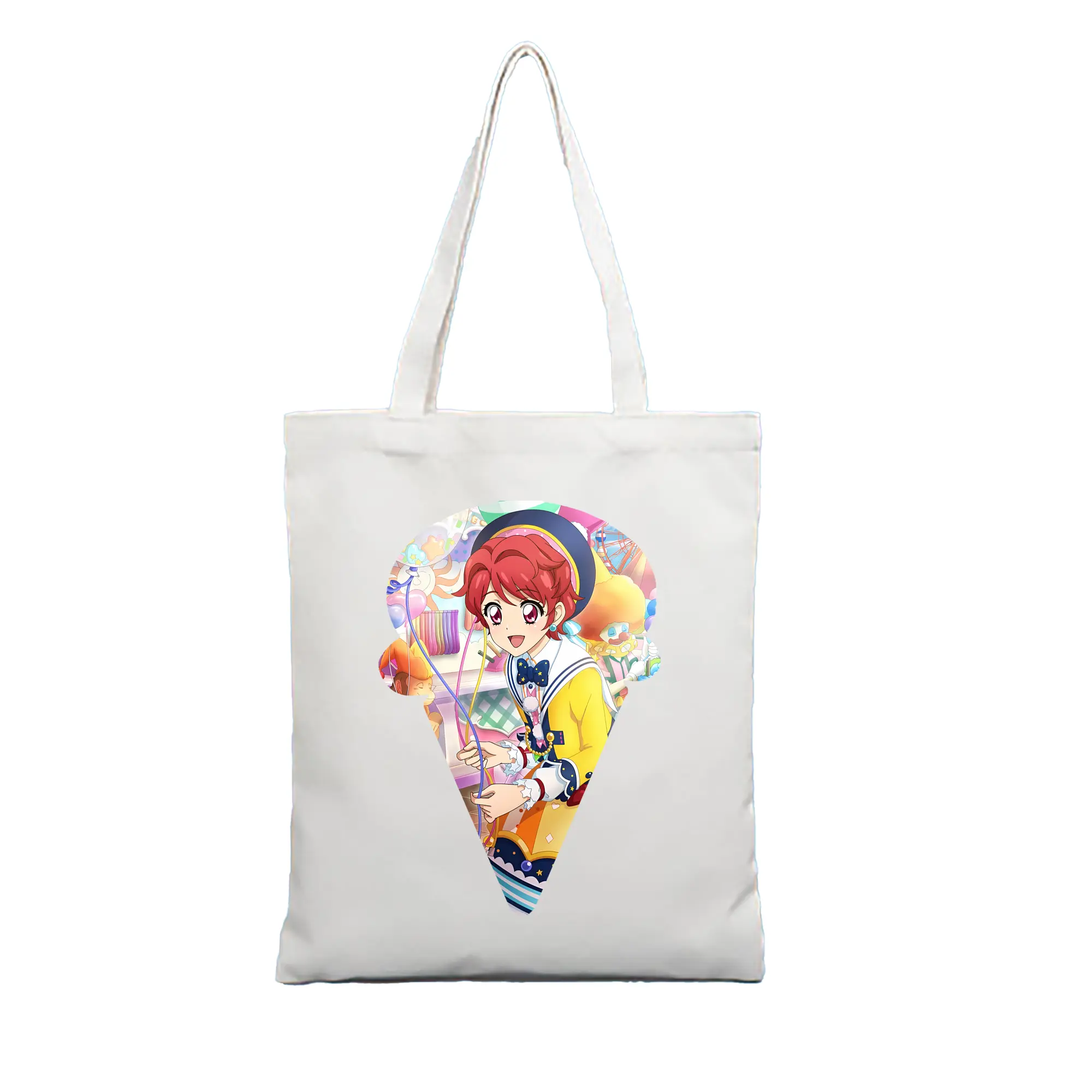 アイカツ グッズ 一ノ瀬 かえで - 縦型キャンバス手提げバッグ（トートバッグ） ・ キャンバス素材 ・ ショッピング用 ・ 軽量 丈夫 お手入れ簡単