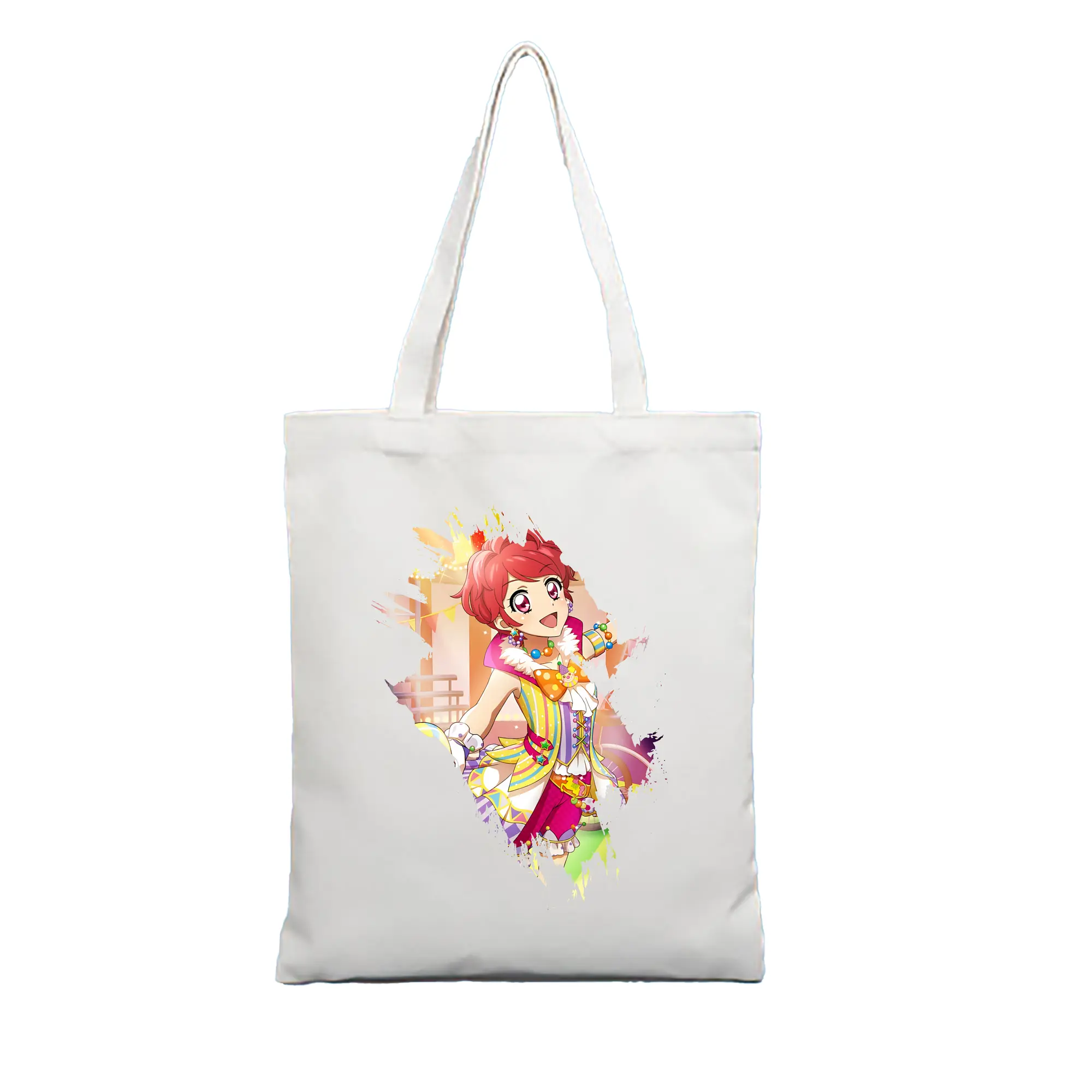 アイカツ グッズ 一ノ瀬 かえで - 縦型キャンバス手提げバッグ（トートバッグ） ・ キャンバス素材 ・ ショッピング用 ・ 軽量 丈夫 お手入れ簡単