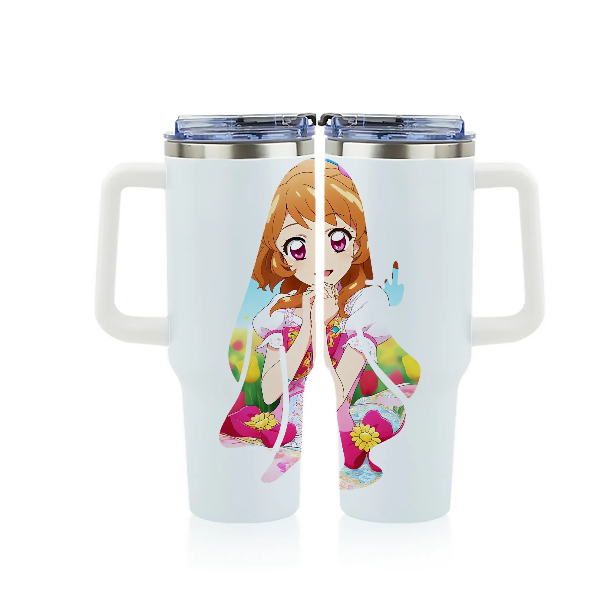 アイカツ グッズ 大空 あかり - 1200mL フルプリント車用タンブラー ・ 304ステンレス 内側 ・ 201ステンレス 外側 ・ 保温 保冷 ・ 通勤 ドライブ アウトドア用