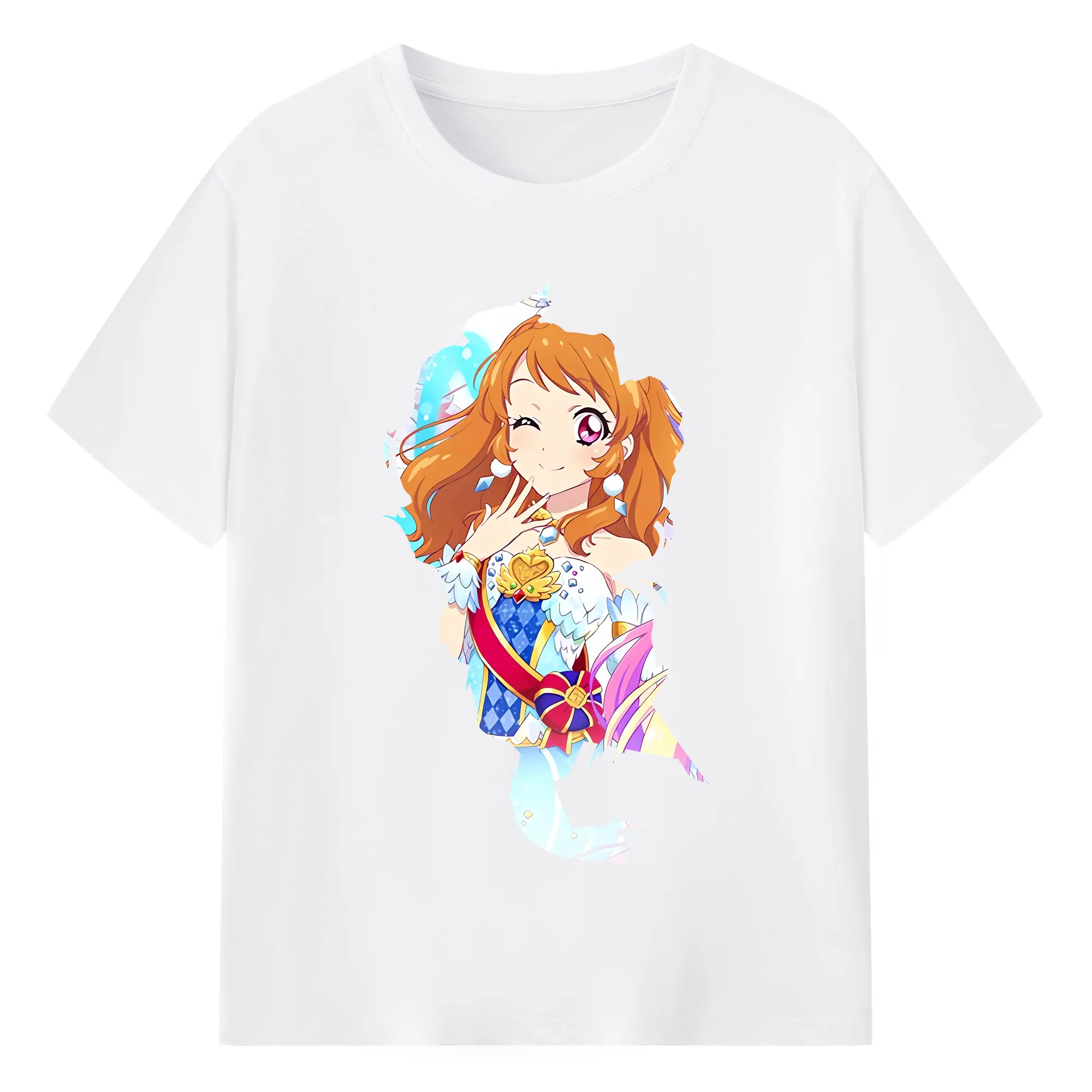 アイカツ グッズ 大空 あかり - 綿100％ 半袖Tシャツ ・ フロントプリント ・ 快適 通気性 ・ 日常使い 散歩 スポーツ用
