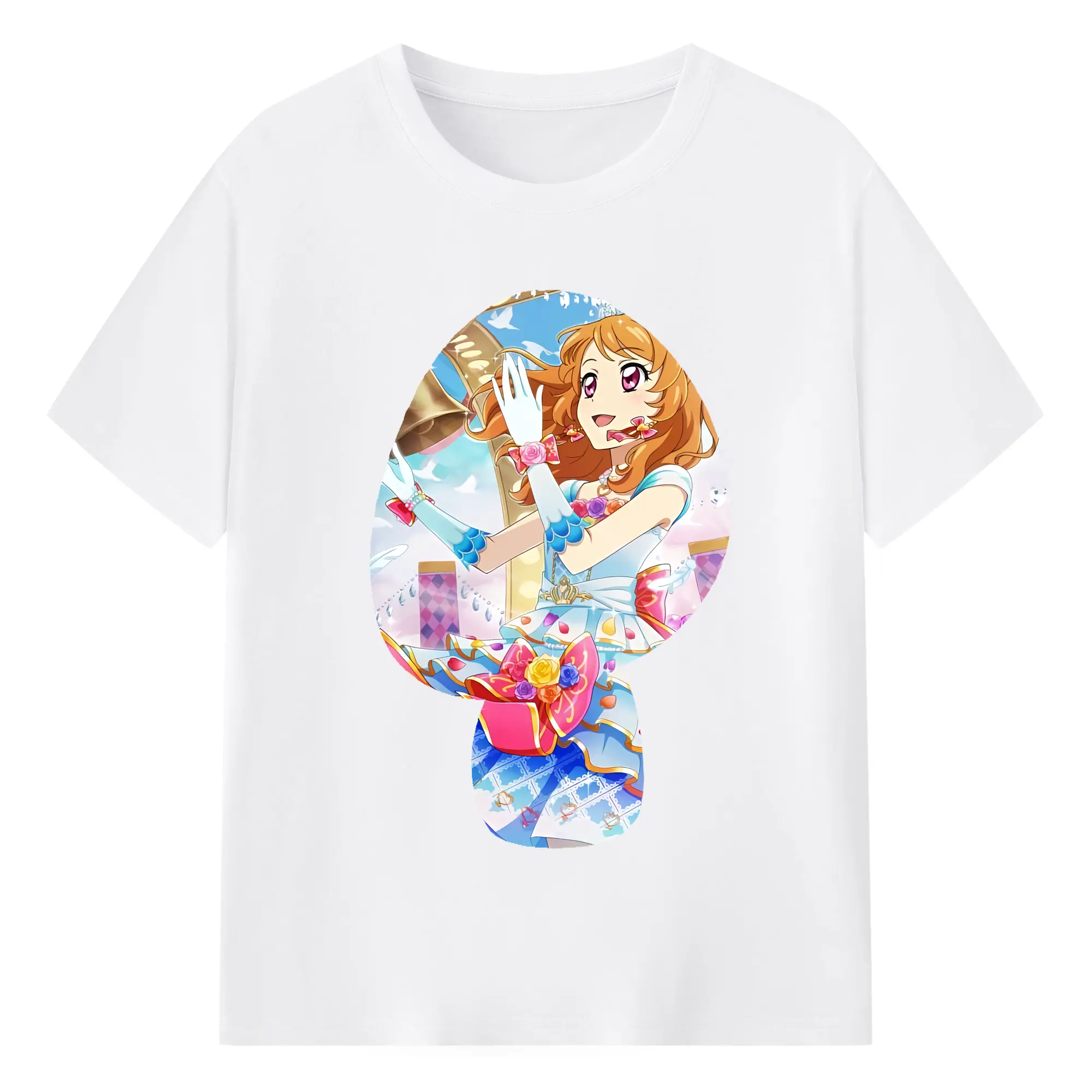 アイカツ グッズ 大空 あかり - 綿100％ 半袖Tシャツ ・ フロントプリント ・ 快適 通気性 ・ 日常使い 散歩 スポーツ用