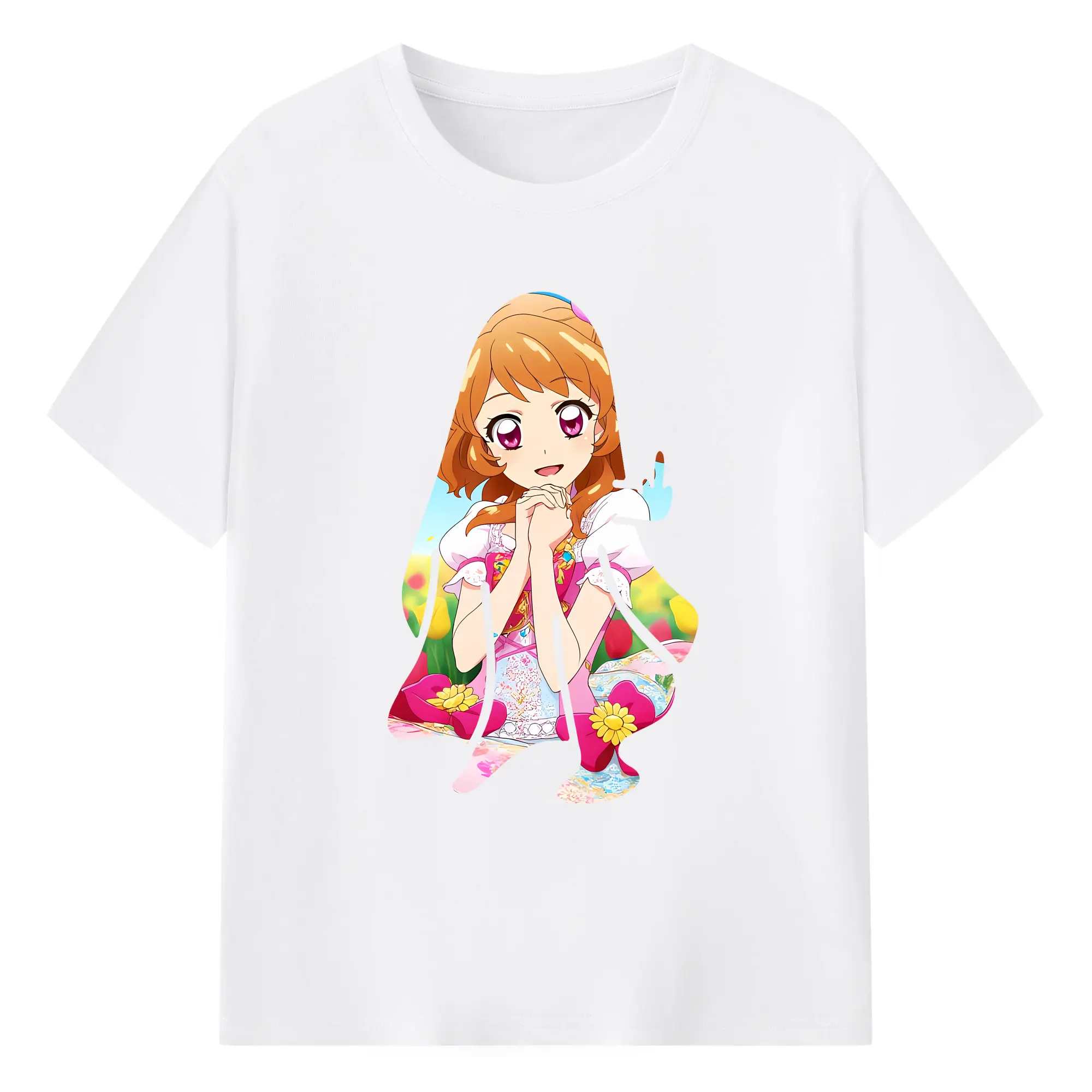 アイカツ グッズ 大空 あかり - 綿100％ 半袖Tシャツ ・ フロントプリント ・ 快適 通気性 ・ 日常使い 散歩 スポーツ用