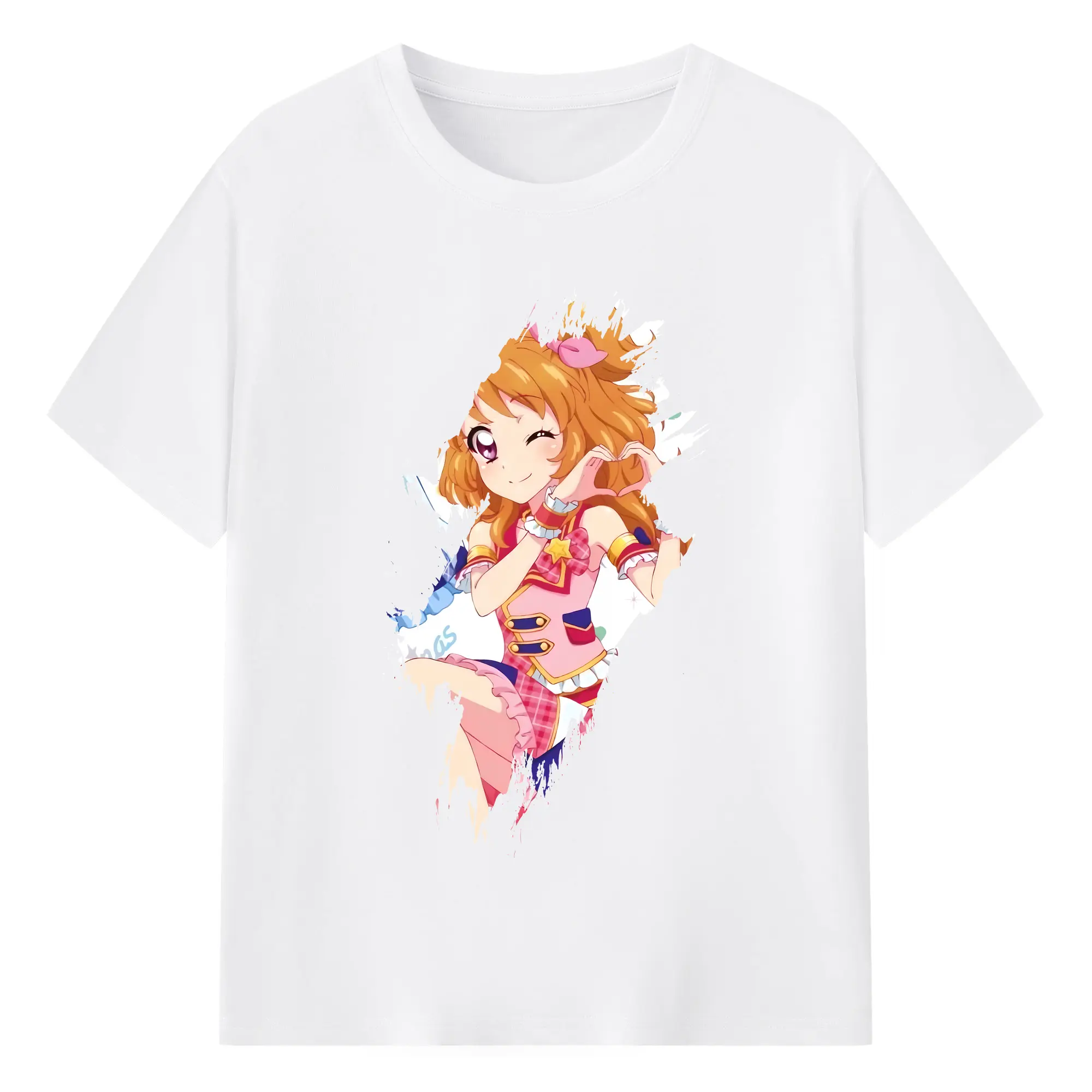 アイカツ グッズ 大空 あかり - 綿100％ 半袖Tシャツ ・ フロントプリント ・ 快適 通気性 ・ 日常使い 散歩 スポーツ用