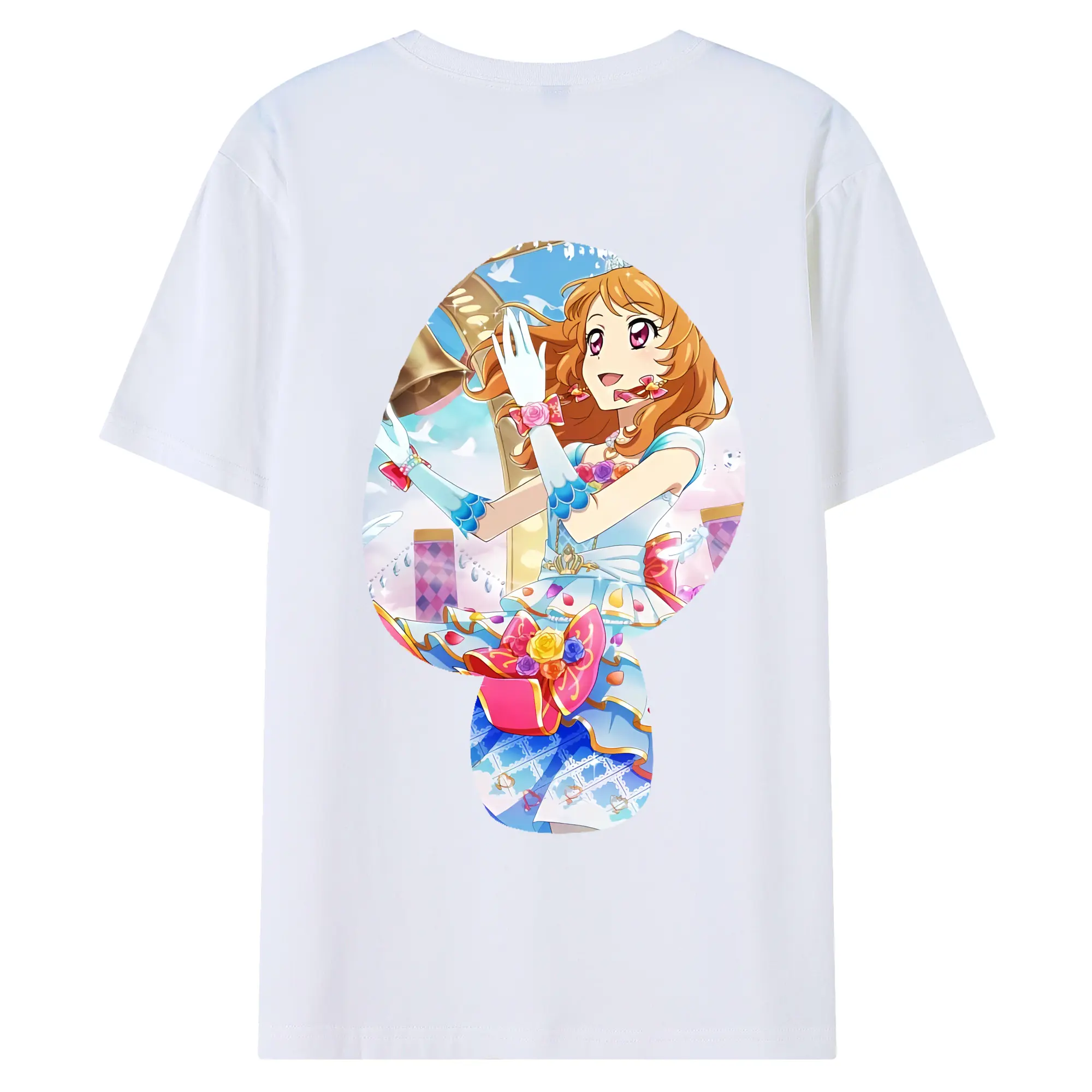 アイカツ グッズ 大空 あかり - 綿100％ 半袖Tシャツ ・ バックプリント ・ 快適 通気性 ・ 日常使い 散歩 スポーツ用