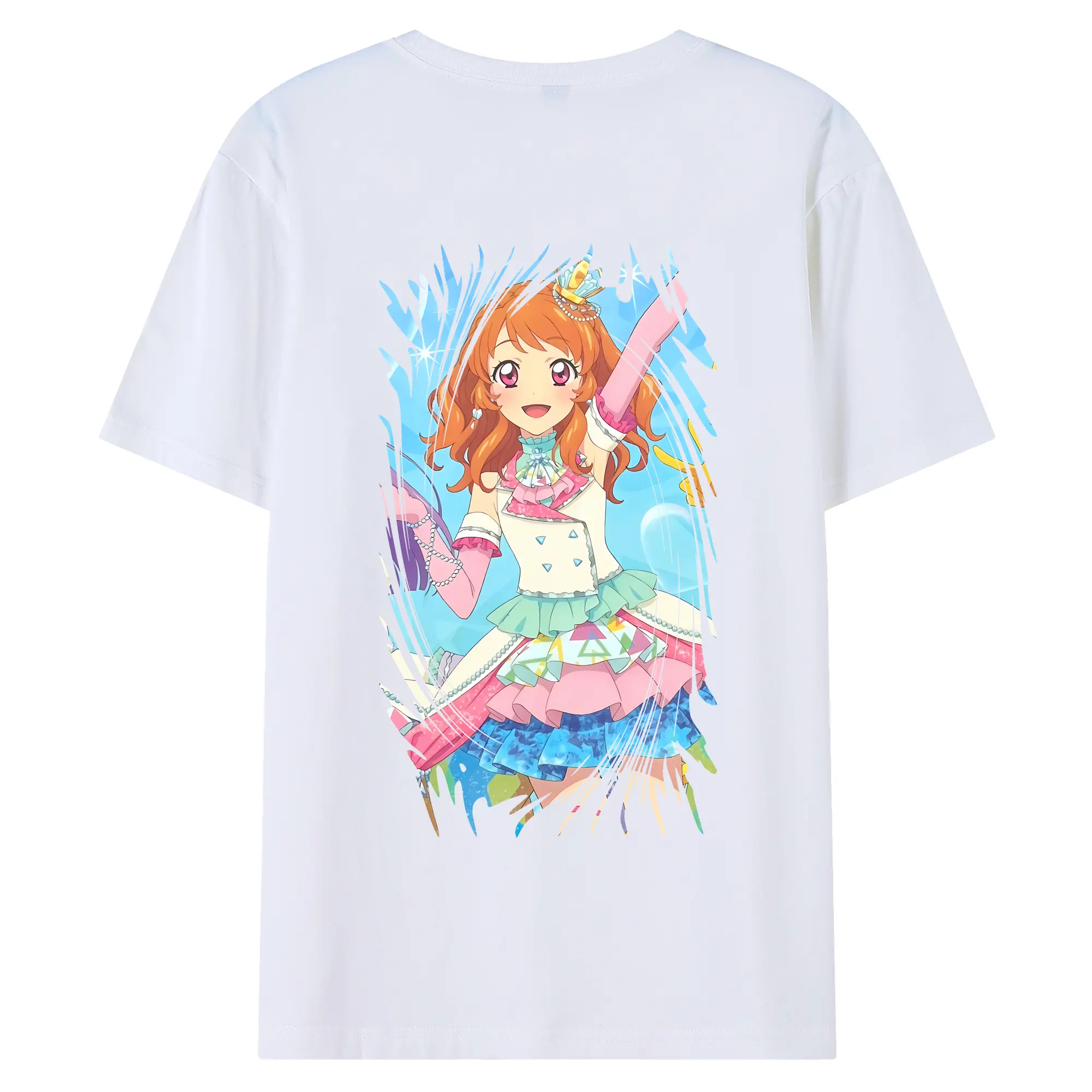 アイカツ グッズ 大空 あかり - 綿100％ 半袖Tシャツ ・ バックプリント ・ 快適 通気性 ・ 日常使い 散歩 スポーツ用